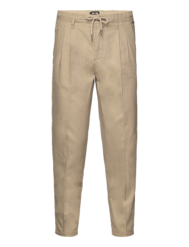 ONLY & SONS - ONSLEO CROP LINEN MIX 0048 PANT - hørbukser - chinchilla - 1