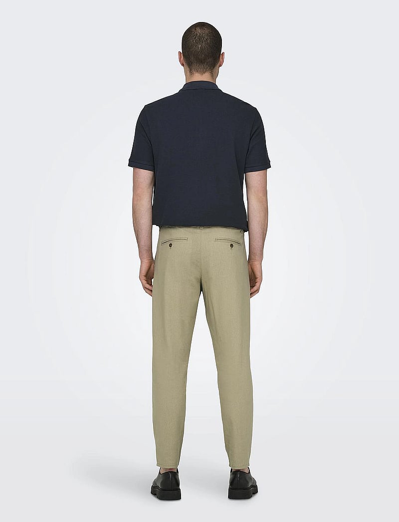 ONLY & SONS - ONSLEO CROP LINEN MIX 0048 PANT - hørbukser - chinchilla - 3