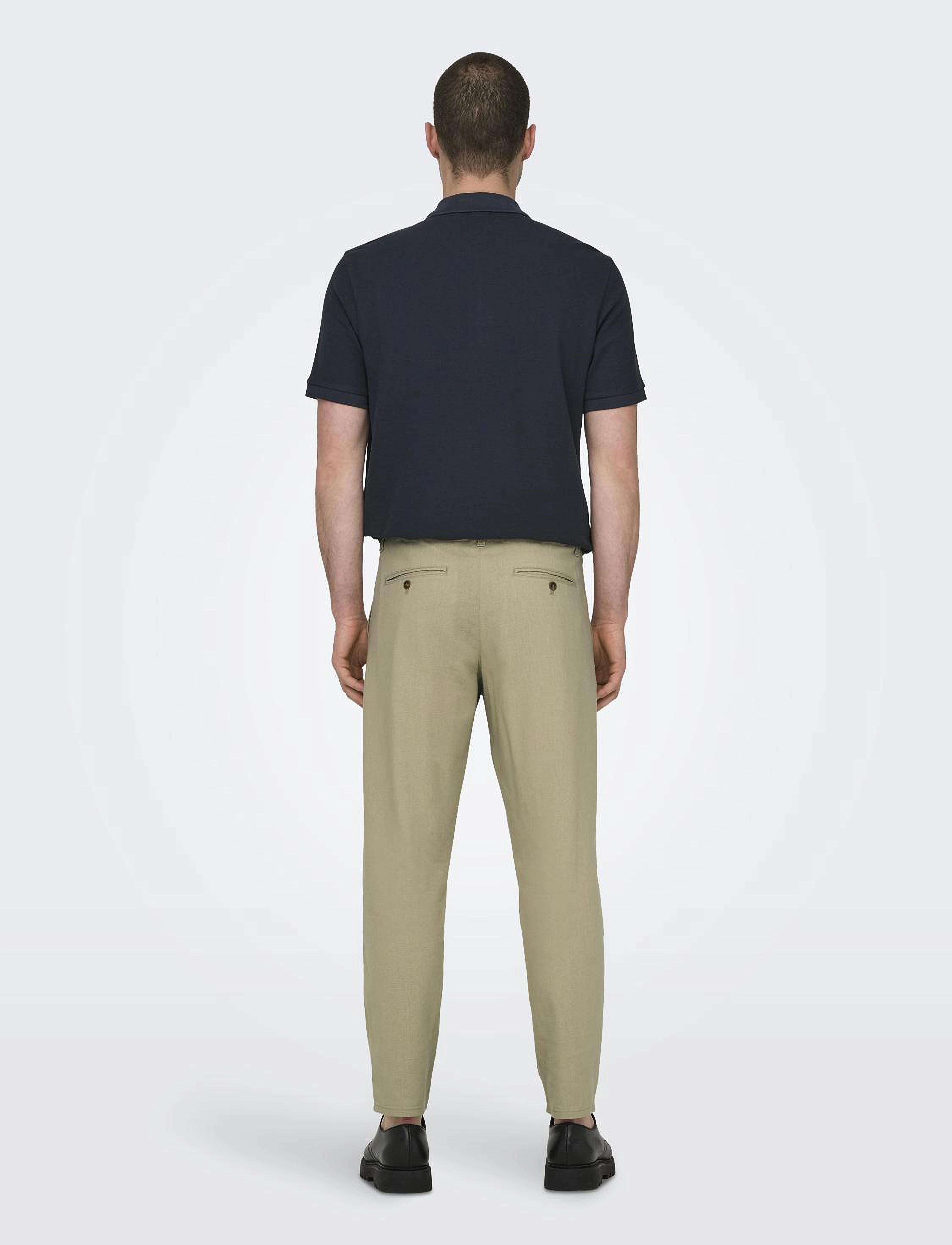 ONLY & SONS - ONSLEO CROP LINEN MIX 0048 PANT - laveste priser - chinchilla - 3