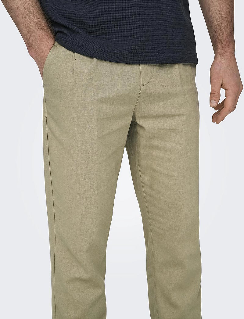 ONLY & SONS - ONSLEO CROP LINEN MIX 0048 PANT - hørbukser - chinchilla - 5