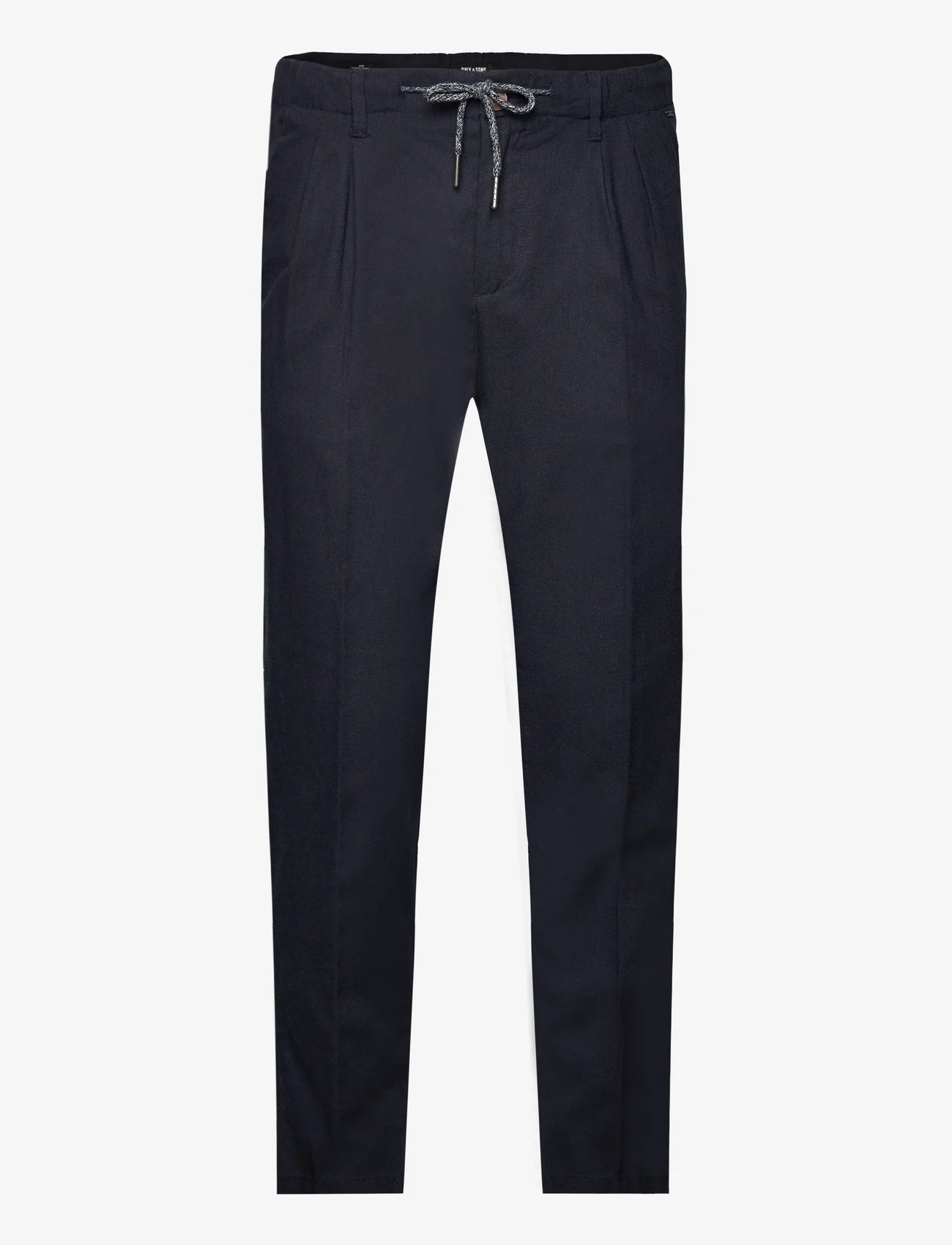 ONLY & SONS - ONSLEO CROP LINEN MIX 0048 PANT - linen trousers - dark navy - 0