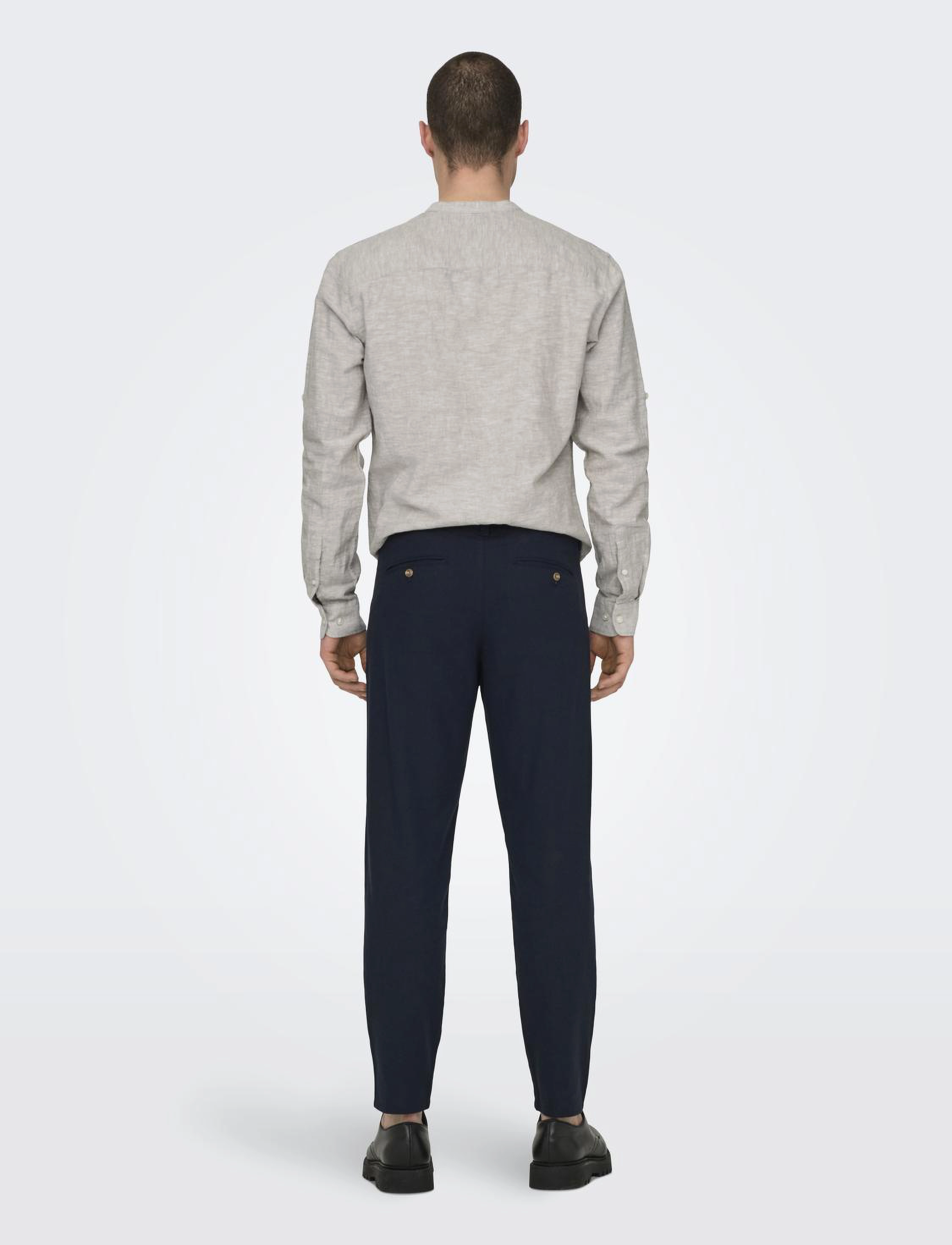 ONLY & SONS - ONSLEO CROP LINEN MIX 0048 PANT - linen trousers - dark navy - 3