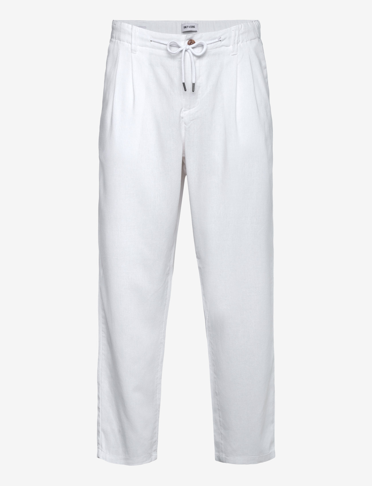 ONLY & SONS - ONSLEO CROP LINEN MIX 0048 PANT - linnebyxor - white - 0