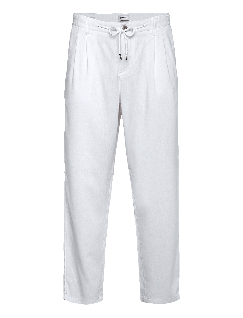 ONLY & SONS - ONSLEO CROP LINEN MIX 0048 PANT - linen trousers - white - 0