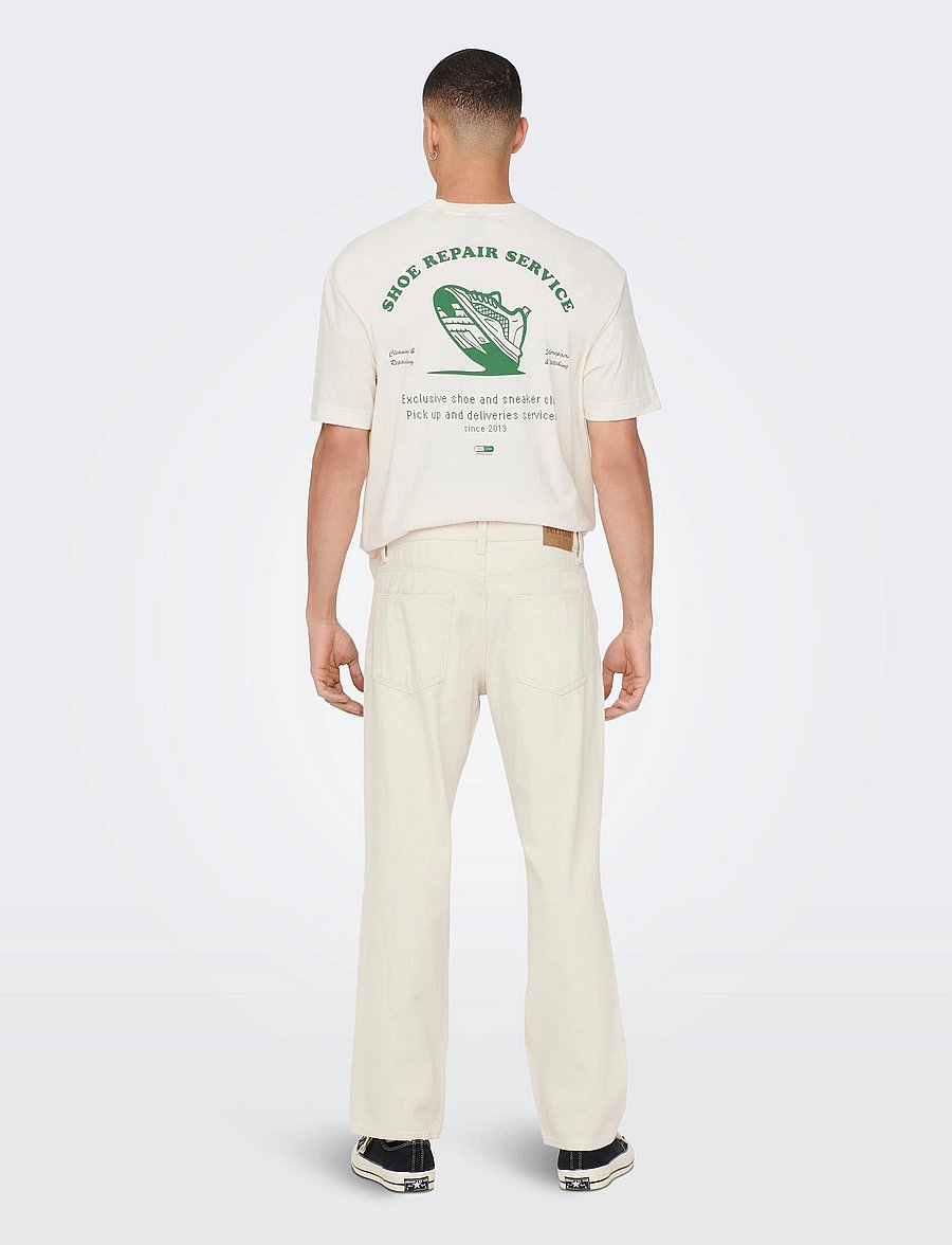 ONLY & SONS - ONSEDGE STRAIGHT ECRU 5917 PIM DNM NOOS - weite jeans - ecru - 3