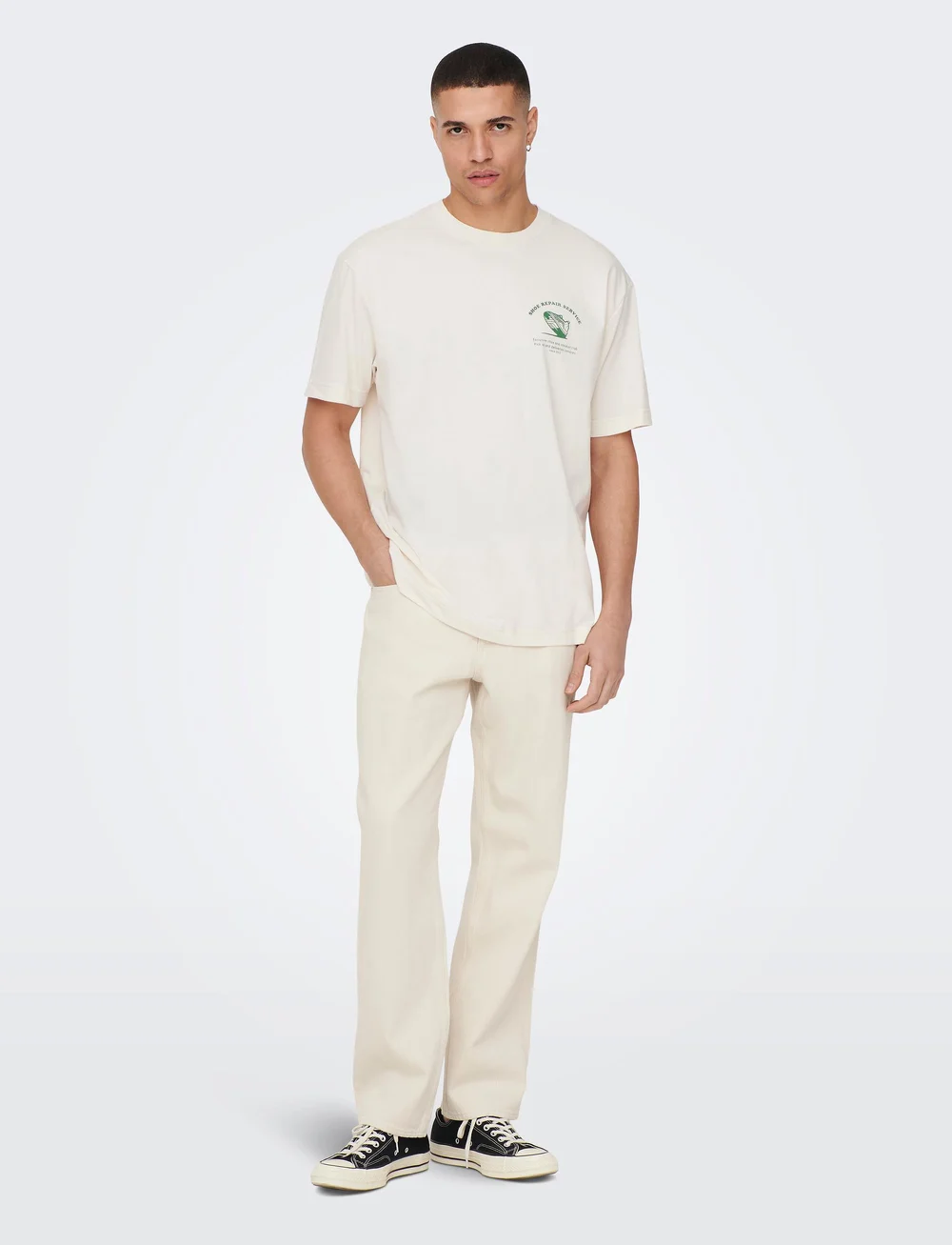 ONLY & SONS - ONSEDGE STRAIGHT ECRU 5917 PIM DNM NOOS - loose jeans - ecru - 4