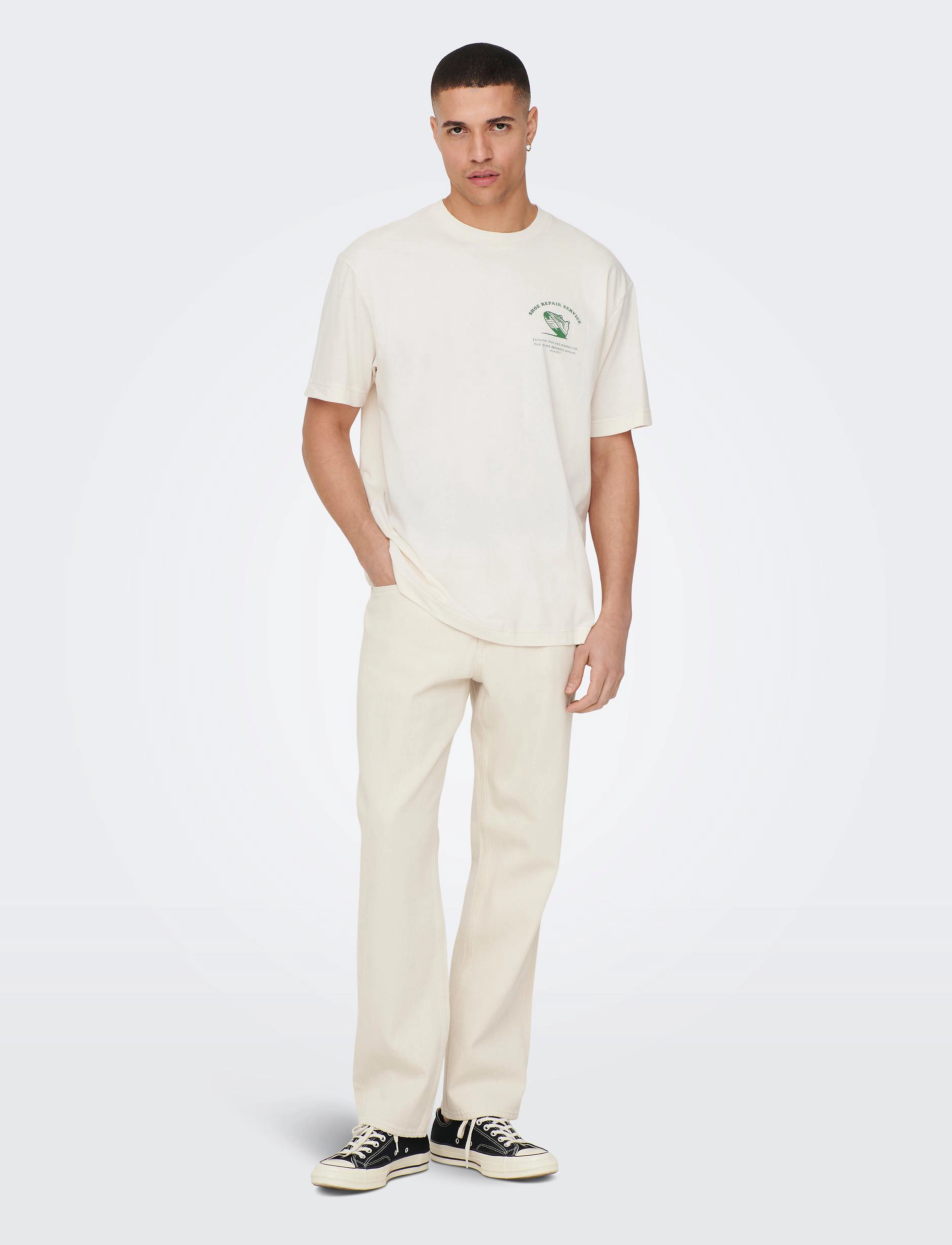 ONLY & SONS - ONSEDGE STRAIGHT ECRU 5917 PIM DNM NOOS - loose jeans - ecru - 4