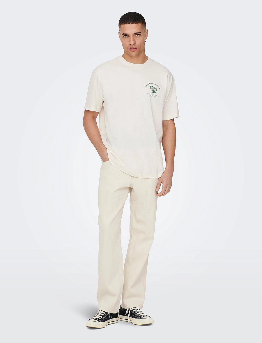 ONLY & SONS - ONSEDGE STRAIGHT ECRU 5917 PIM DNM NOOS - weite jeans - ecru - 4