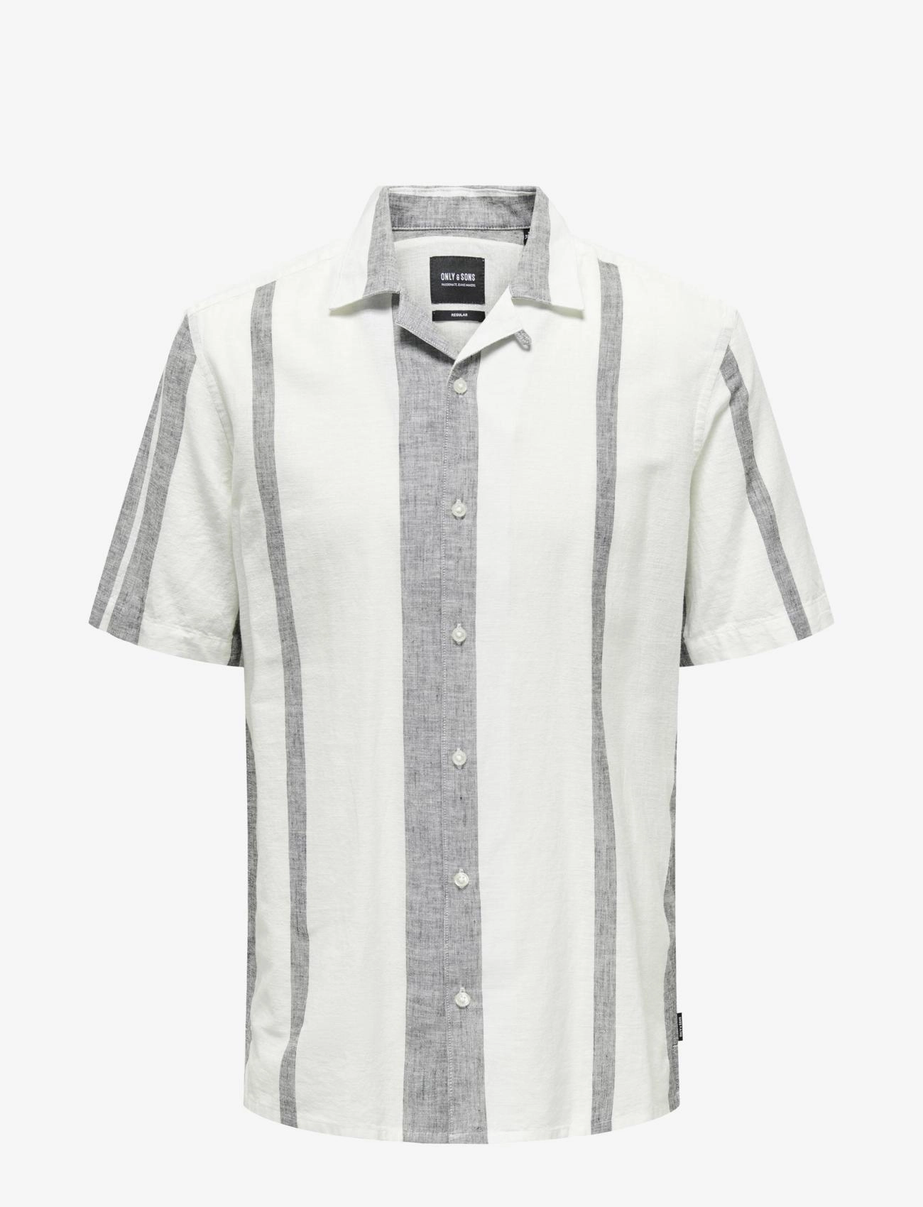 ONLY & SONS - ONSCAIDEN LIFE STRIPE LINEN RESORT NOOS - linneskjortor - cloud dancer - 1