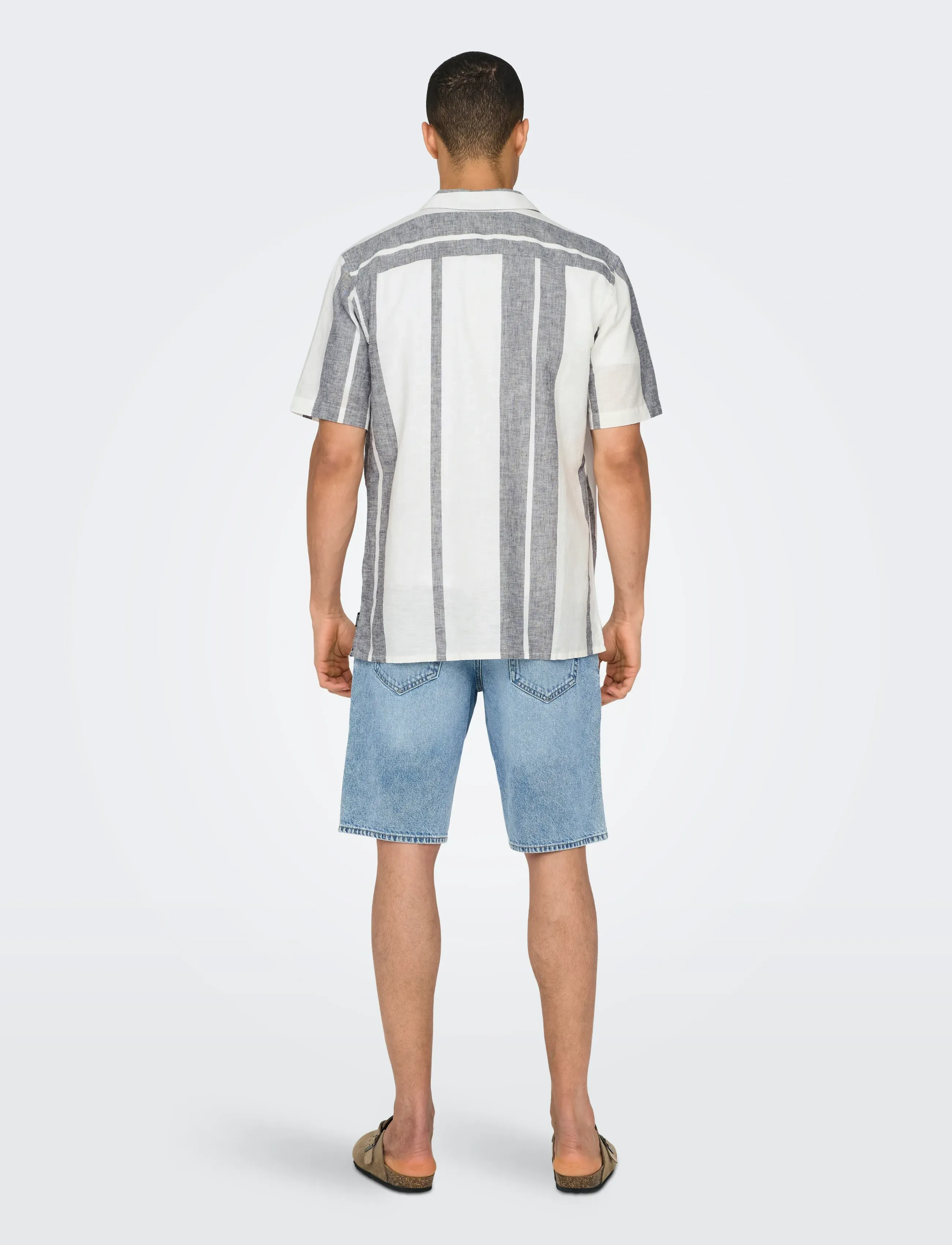 ONLY & SONS - ONSCAIDEN LIFE STRIPE LINEN RESORT NOOS - linneskjortor - cloud dancer - 3