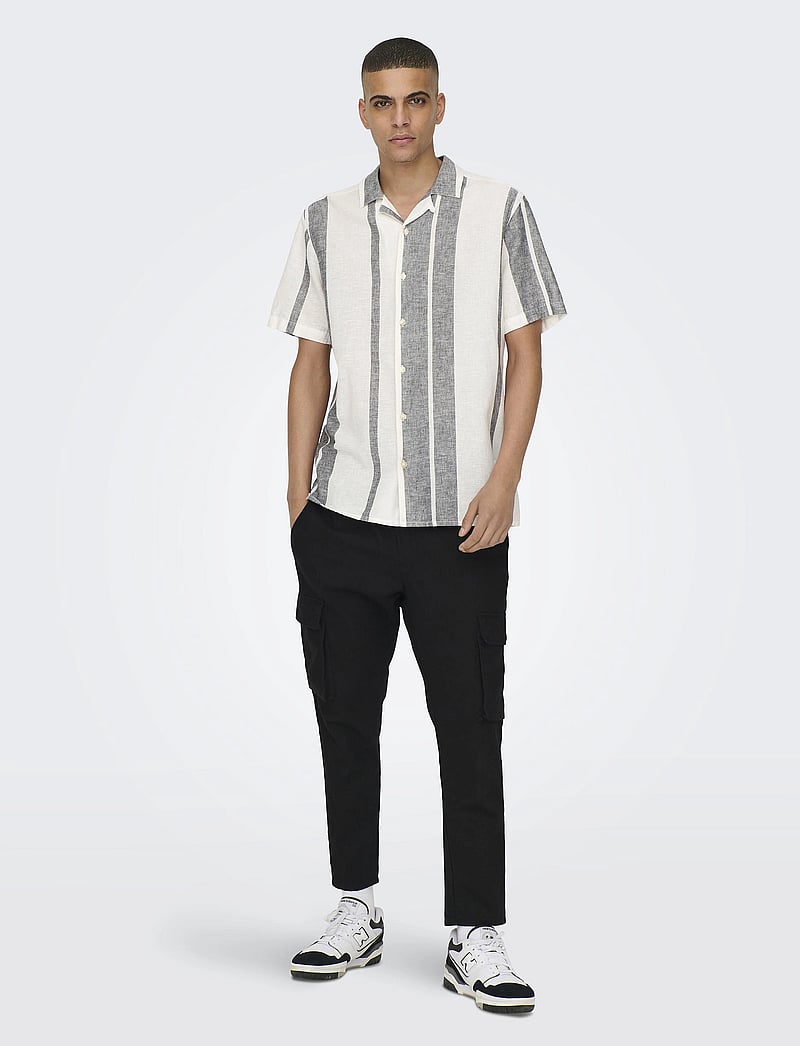 ONLY & SONS - ONSCAIDEN LIFE STRIPE LINEN RESORT NOOS - leinenhemden - cloud dancer - 4