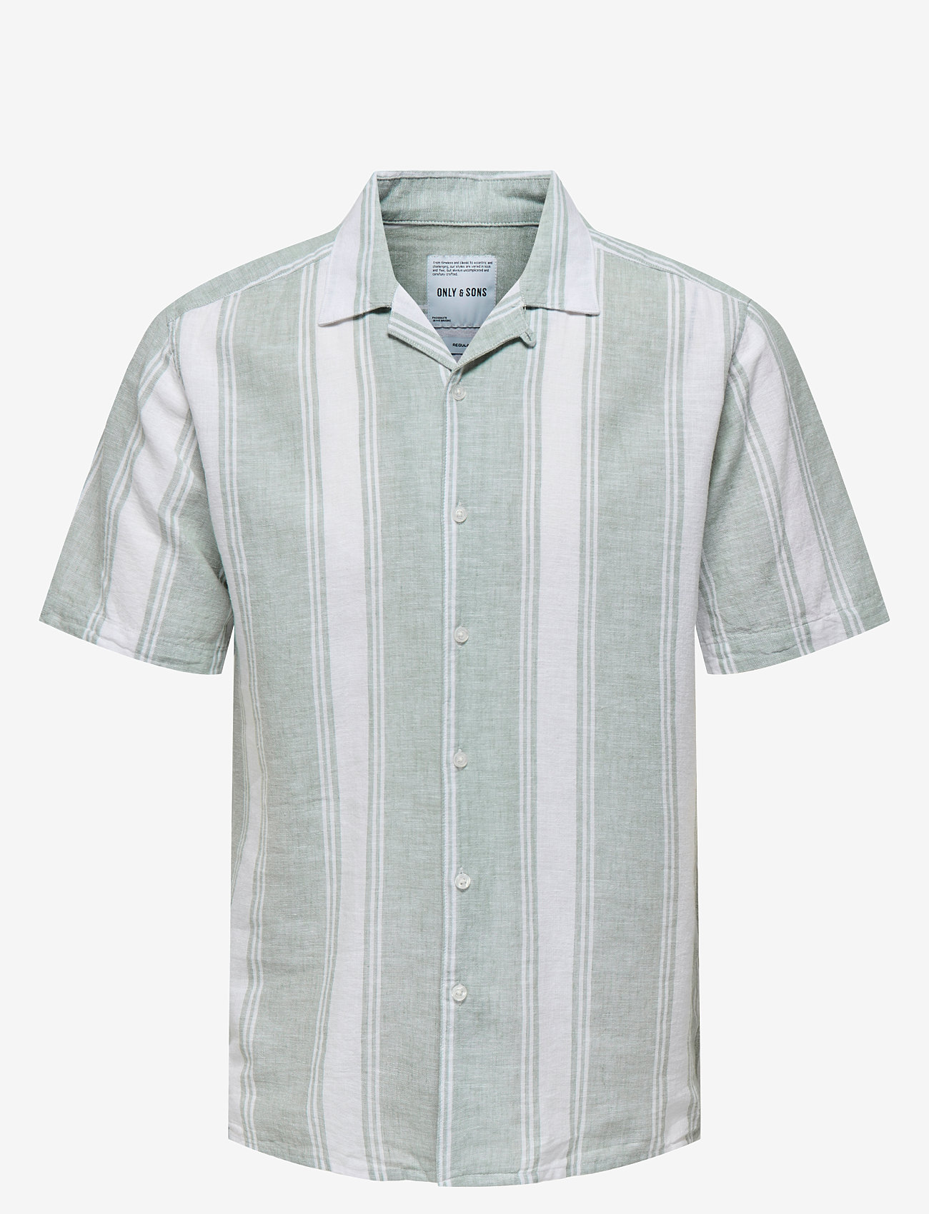 ONLY & SONS - ONSCAIDEN LIFE STRIPE LINEN RESORT NOOS - hørskjorter - iceberg green - 1