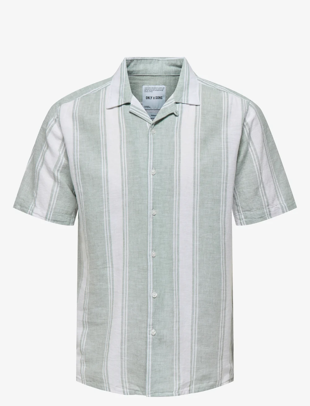ONLY & SONS - ONSCAIDEN LIFE STRIPE LINEN RESORT NOOS - hørskjorter - iceberg green - 1