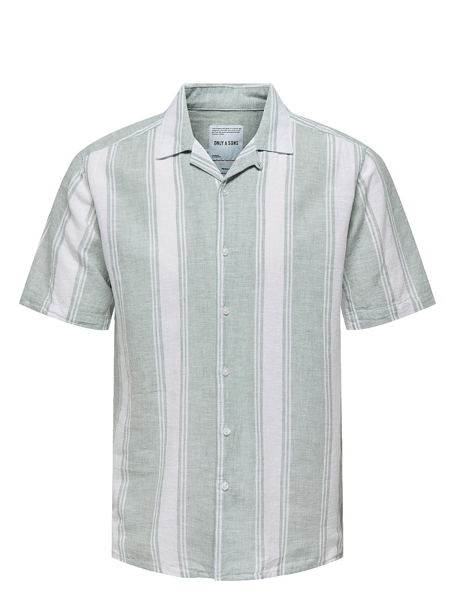 ONLY & SONS - ONSCAIDEN LIFE STRIPE LINEN RESORT NOOS - leinenhemden - iceberg green - 1