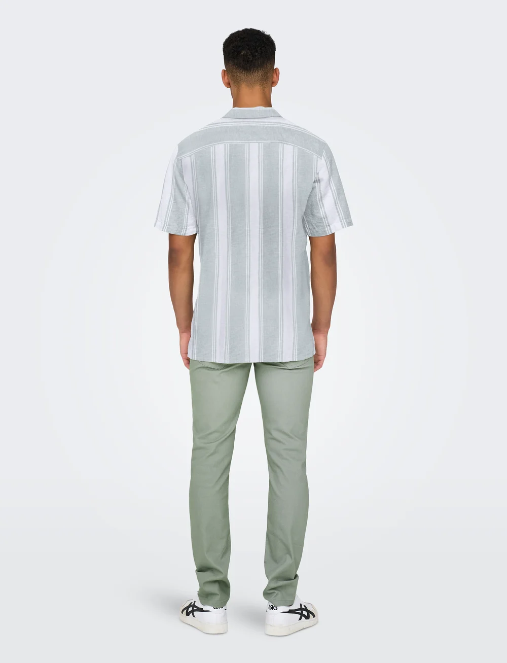 ONLY & SONS - ONSCAIDEN LIFE STRIPE LINEN RESORT NOOS - hørskjorter - iceberg green - 3