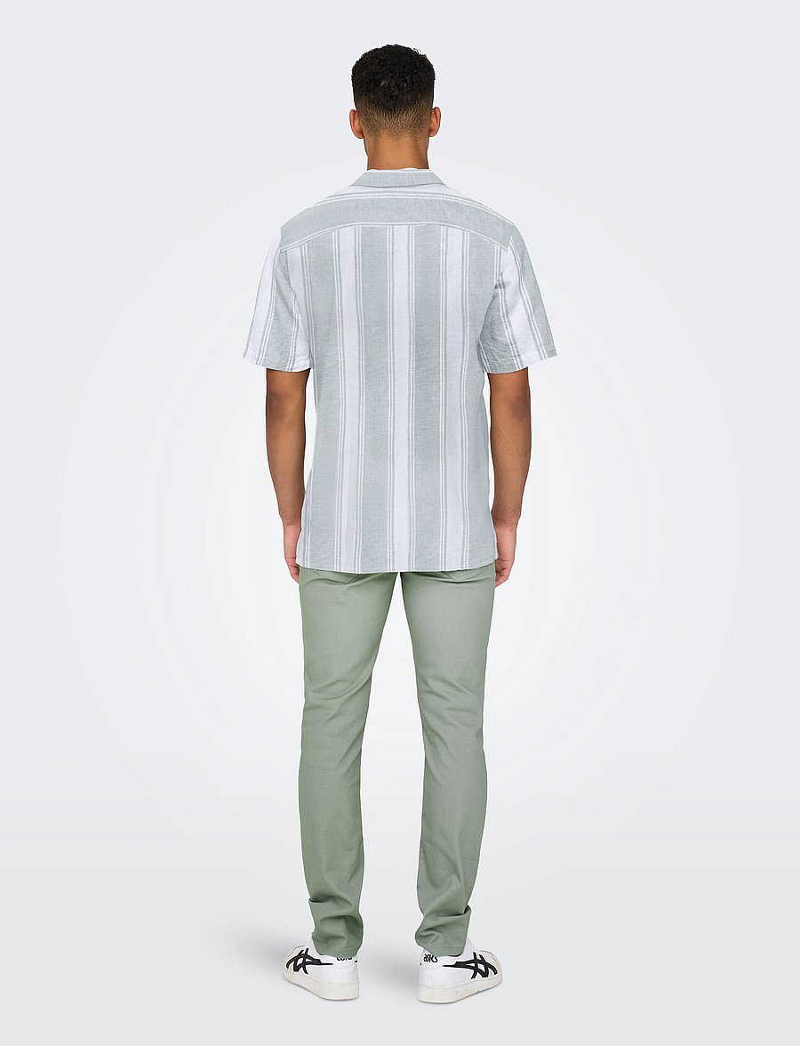 ONLY & SONS - ONSCAIDEN LIFE STRIPE LINEN RESORT NOOS - leinenhemden - iceberg green - 3