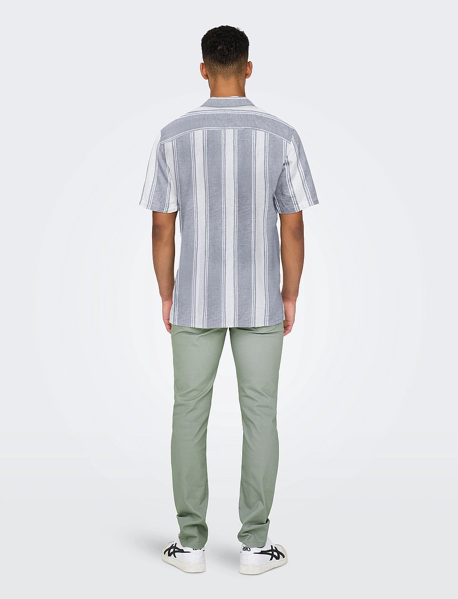 ONLY & SONS - ONSCAIDEN LIFE STRIPE LINEN RESORT NOOS - pellavakauluspaidat - poppy seed - 3