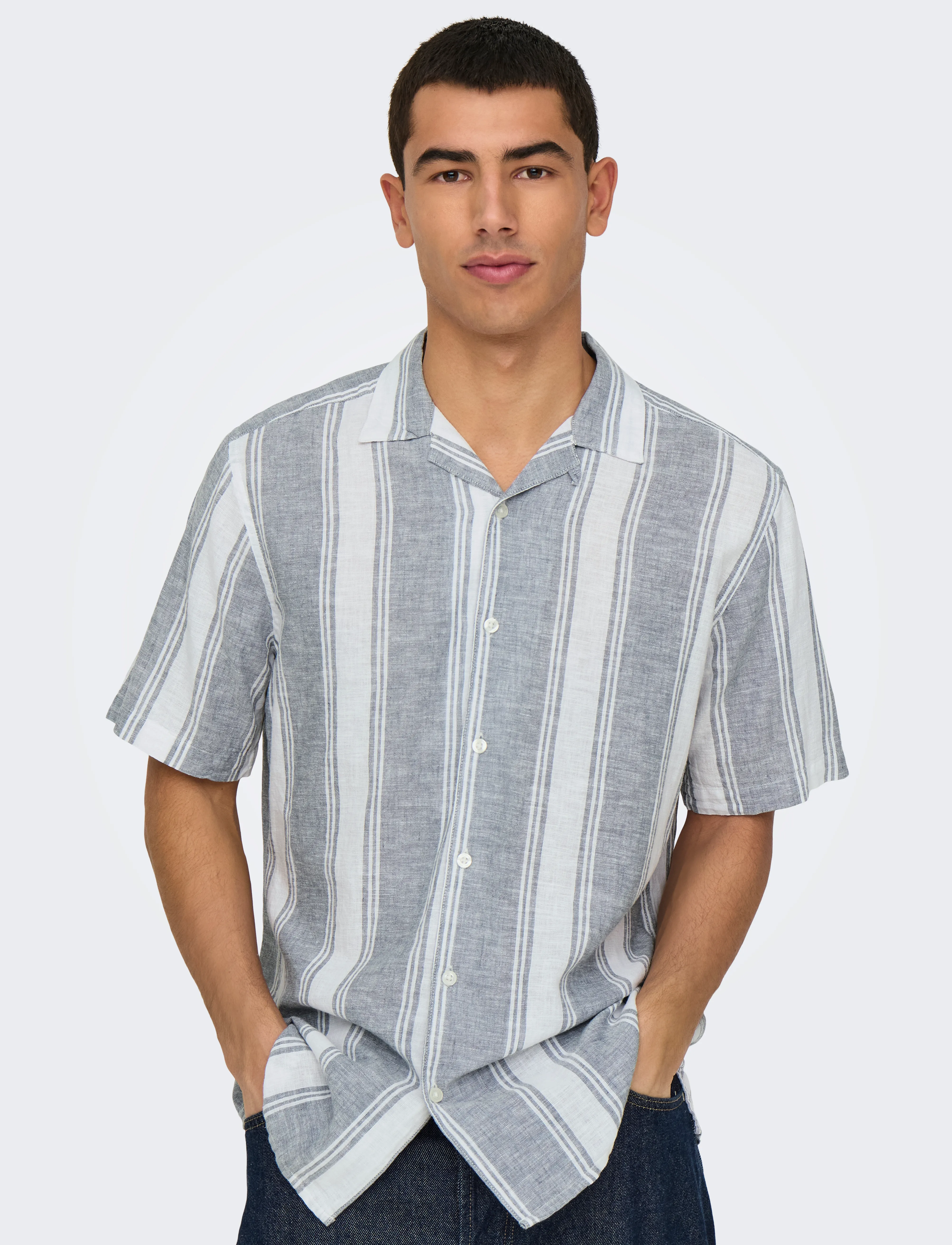 ONLY & SONS - ONSCAIDEN LIFE STRIPE LINEN RESORT NOOS - linen shirts - poppy seed - 4