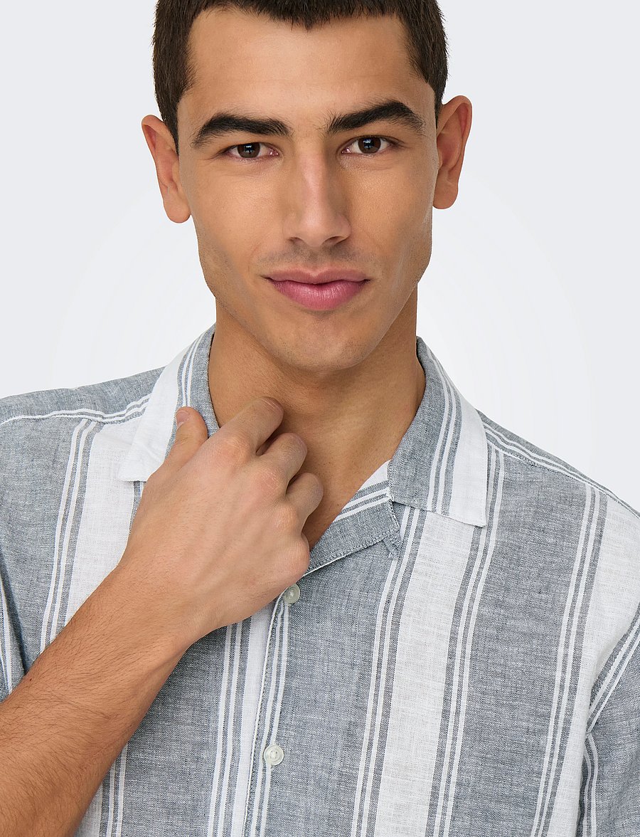 ONLY & SONS - ONSCAIDEN LIFE STRIPE LINEN RESORT NOOS - pellavakauluspaidat - poppy seed - 5