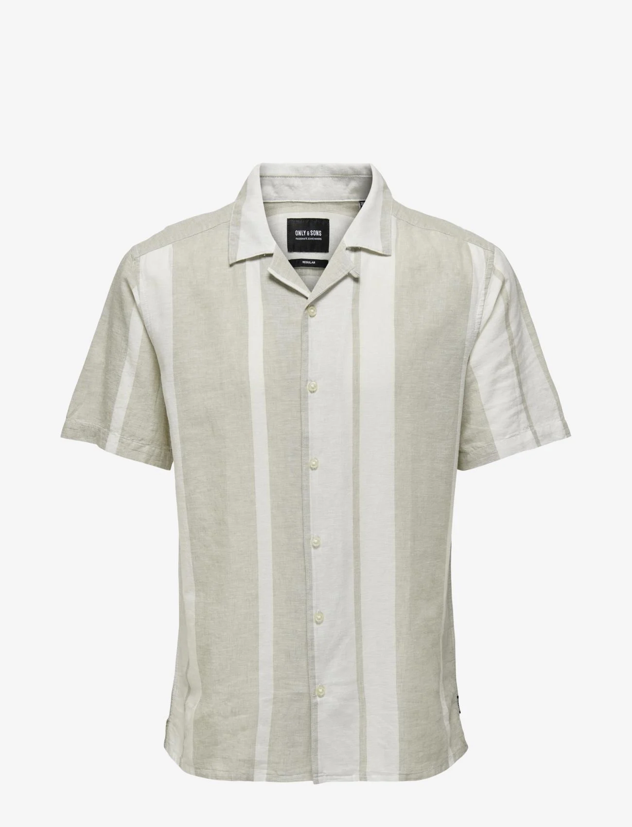 ONLY & SONS - ONSCAIDEN SS STRIPE LINEN RESORT NOOS - short-sleeved shirts - vintage khaki - 0