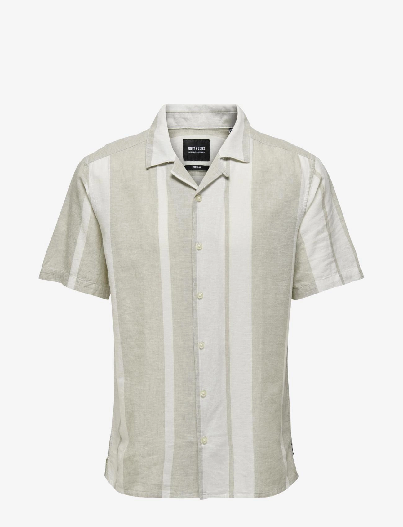 ONLY & SONS ONSCAIDEN LIFE STRIPE LINEN RESORT NOOS - ONLY & SONS - VINTAGE KHAKI / beige