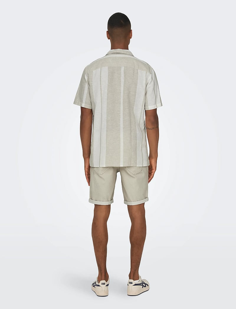 ONLY & SONS - ONSCAIDEN LIFE STRIPE RES LINENBLENDNOOS - linased särgid - vintage khaki - 3