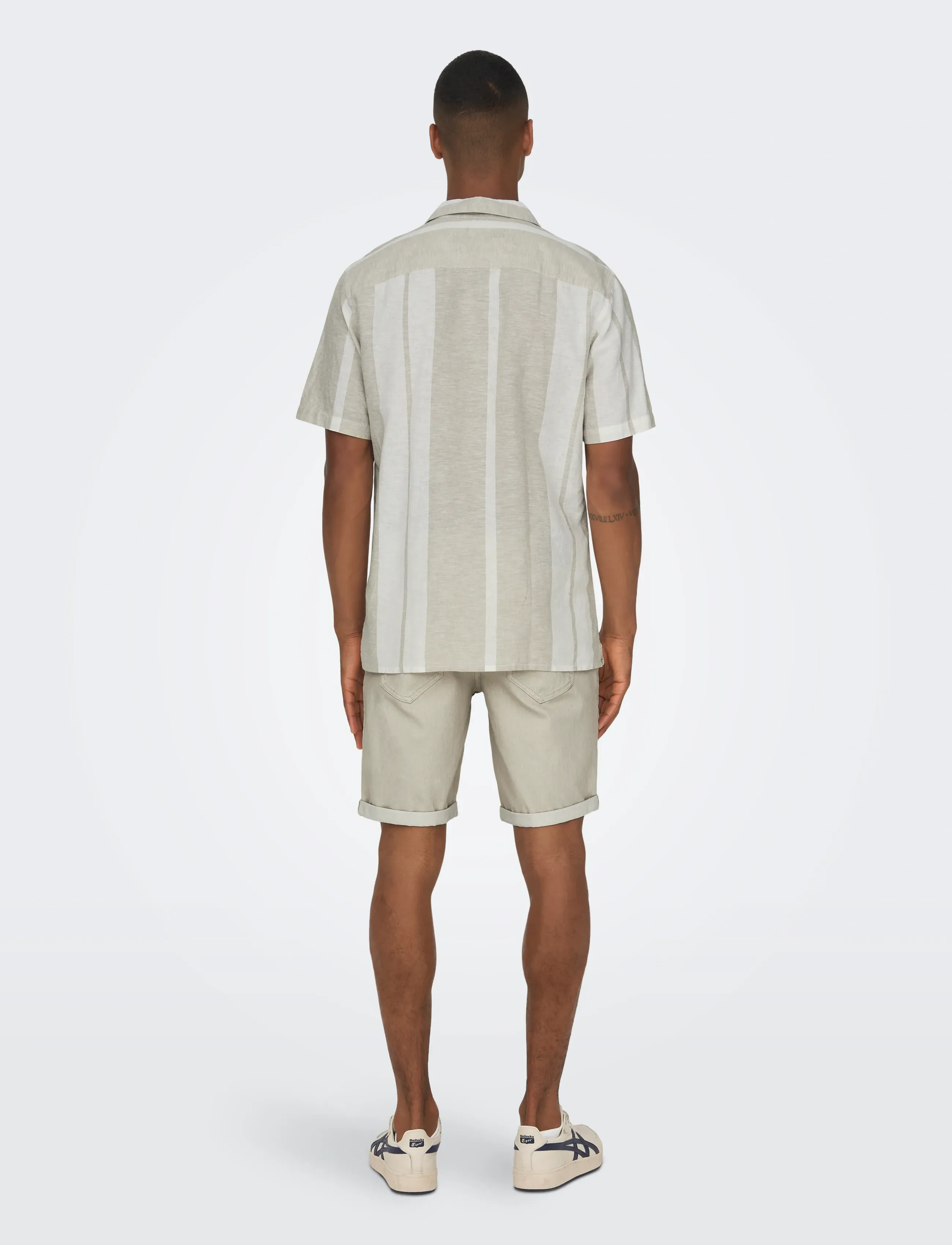 ONLY & SONS - ONSCAIDEN LIFE STRIPE LINEN RESORT NOOS - linneskjortor - vintage khaki - 3
