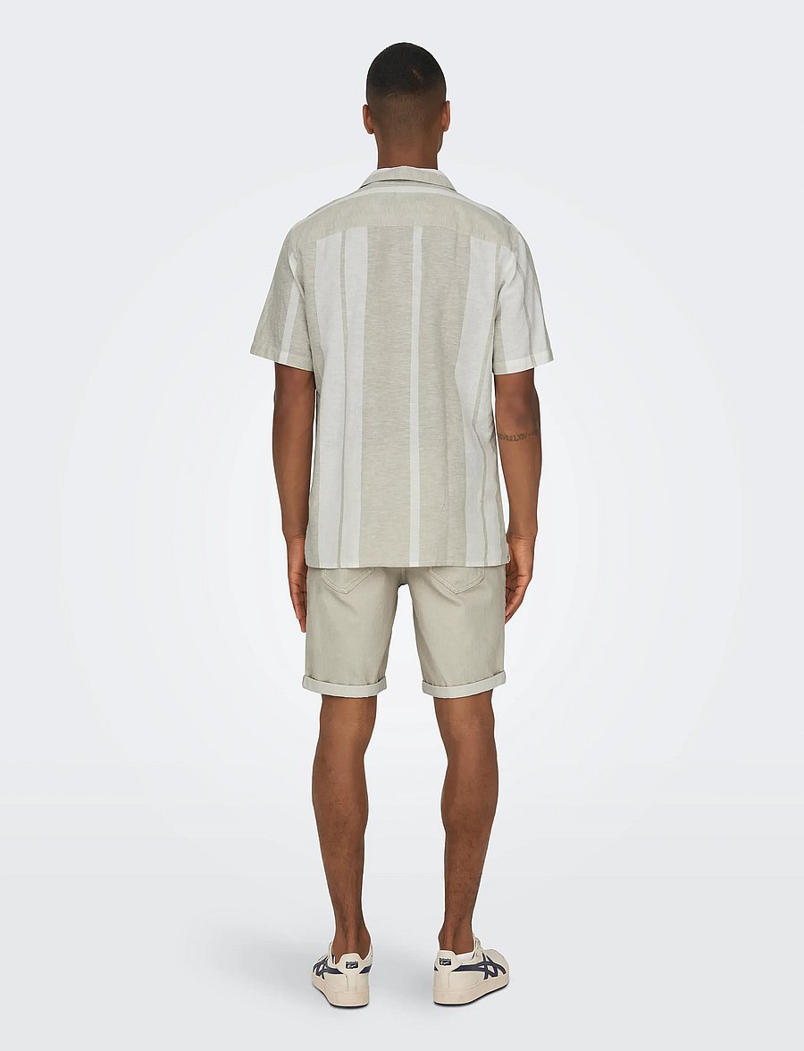 ONLY & SONS - ONSCAIDEN LIFE STRIPE LINEN RESORT NOOS - linneskjortor - vintage khaki - 3