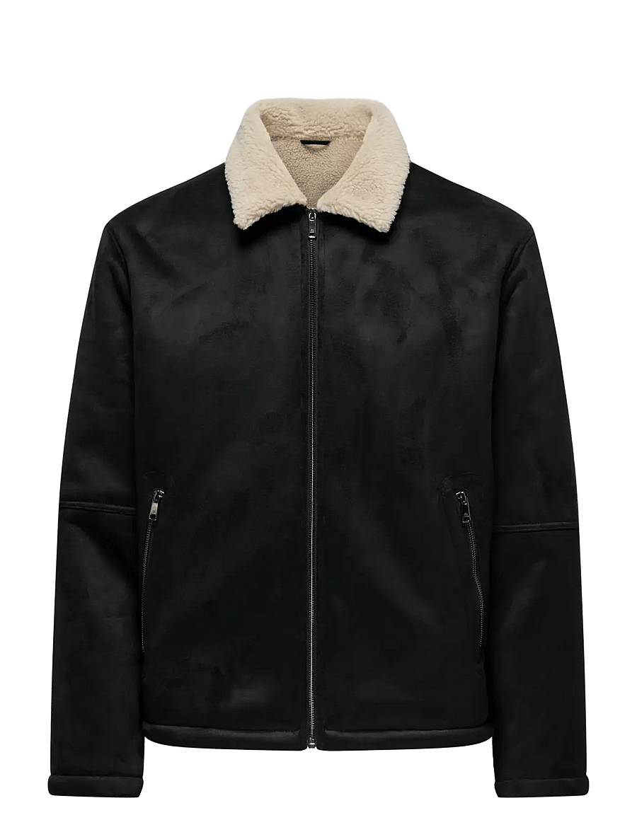 ONLY & SONS - ONSROYCE SHEARLING JACKET OTW - efterårsjakker - black - 0