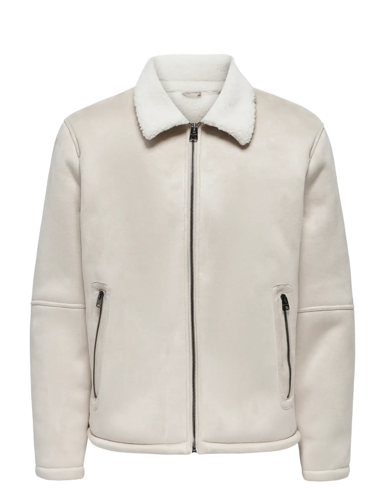 ONLY & SONS ONSROYCE SHEARLING JACKET OTW - ONLY & SONS - SILVER LINING / cream