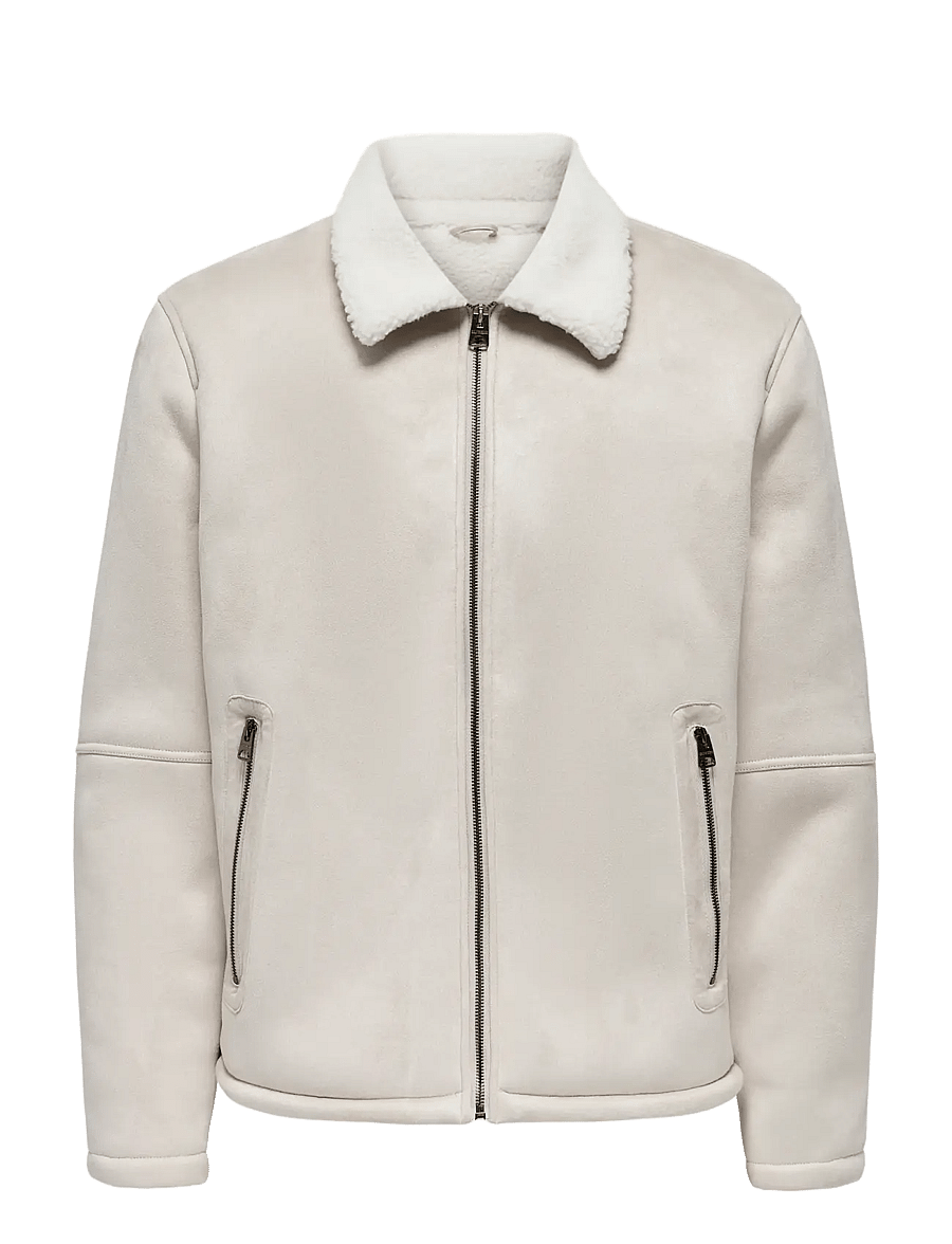 ONLY & SONS - ONSROYCE SHEARLING JACKET OTW - efterårsjakker - silver lining - 1