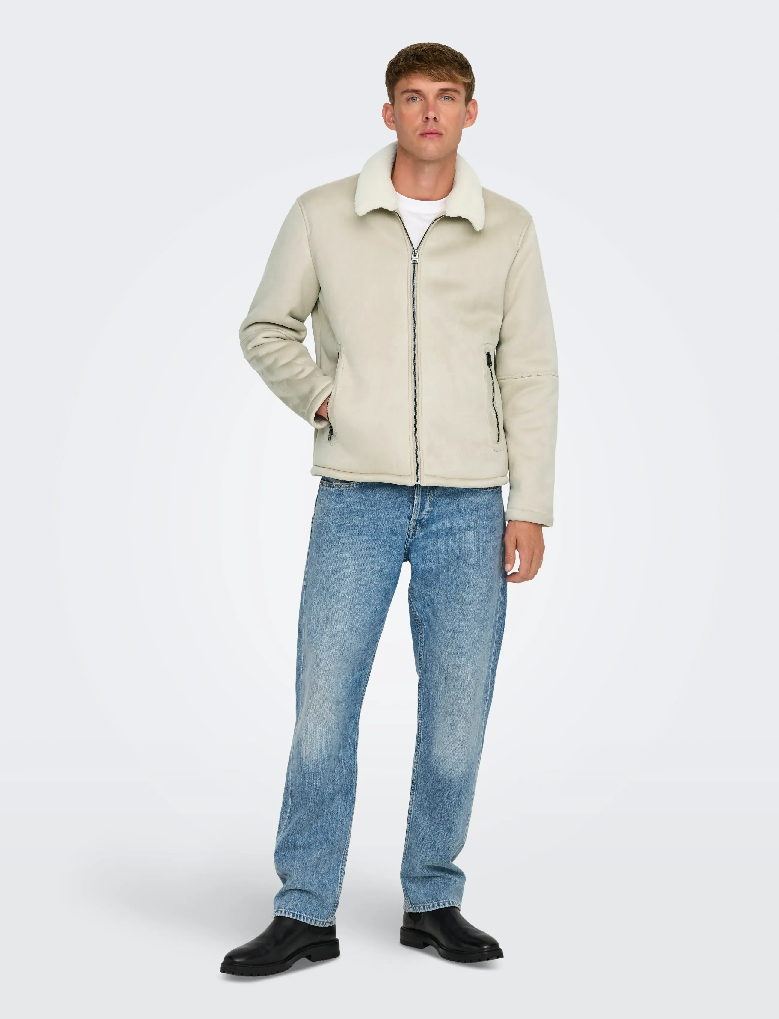 ONLY & SONS - ONSROYCE SHEARLING JACKET OTW - frühlingsjacken - silver lining - 5