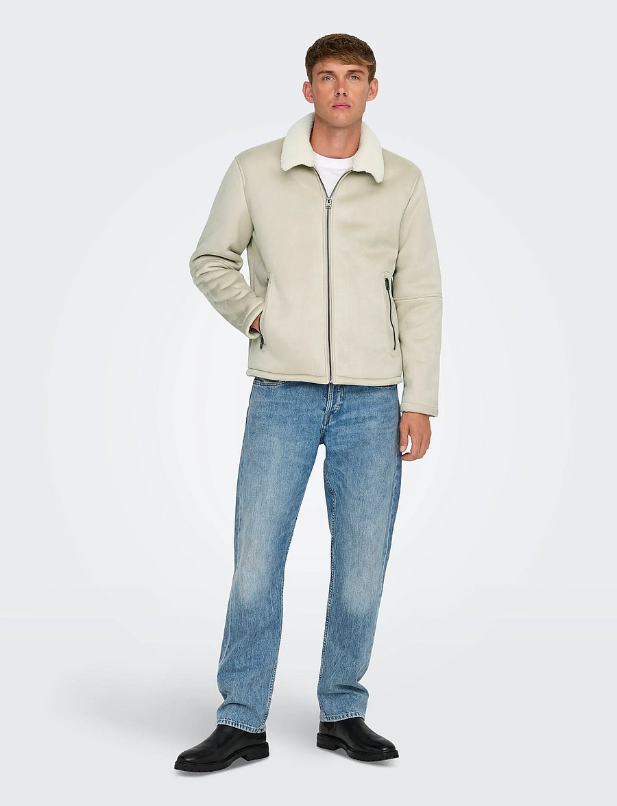 ONLY & SONS - ONSROYCE SHEARLING JACKET OTW - efterårsjakker - silver lining - 5