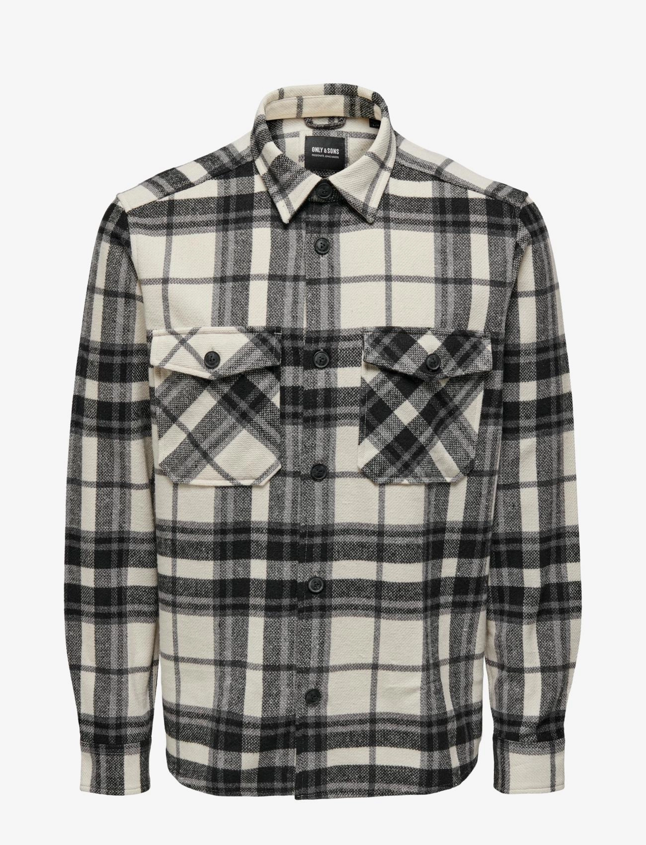 ONLY & SONS ONSMILO OVR CHECK LS SHIRT NOOS - Overshirts - CLOUD DANCER / cream