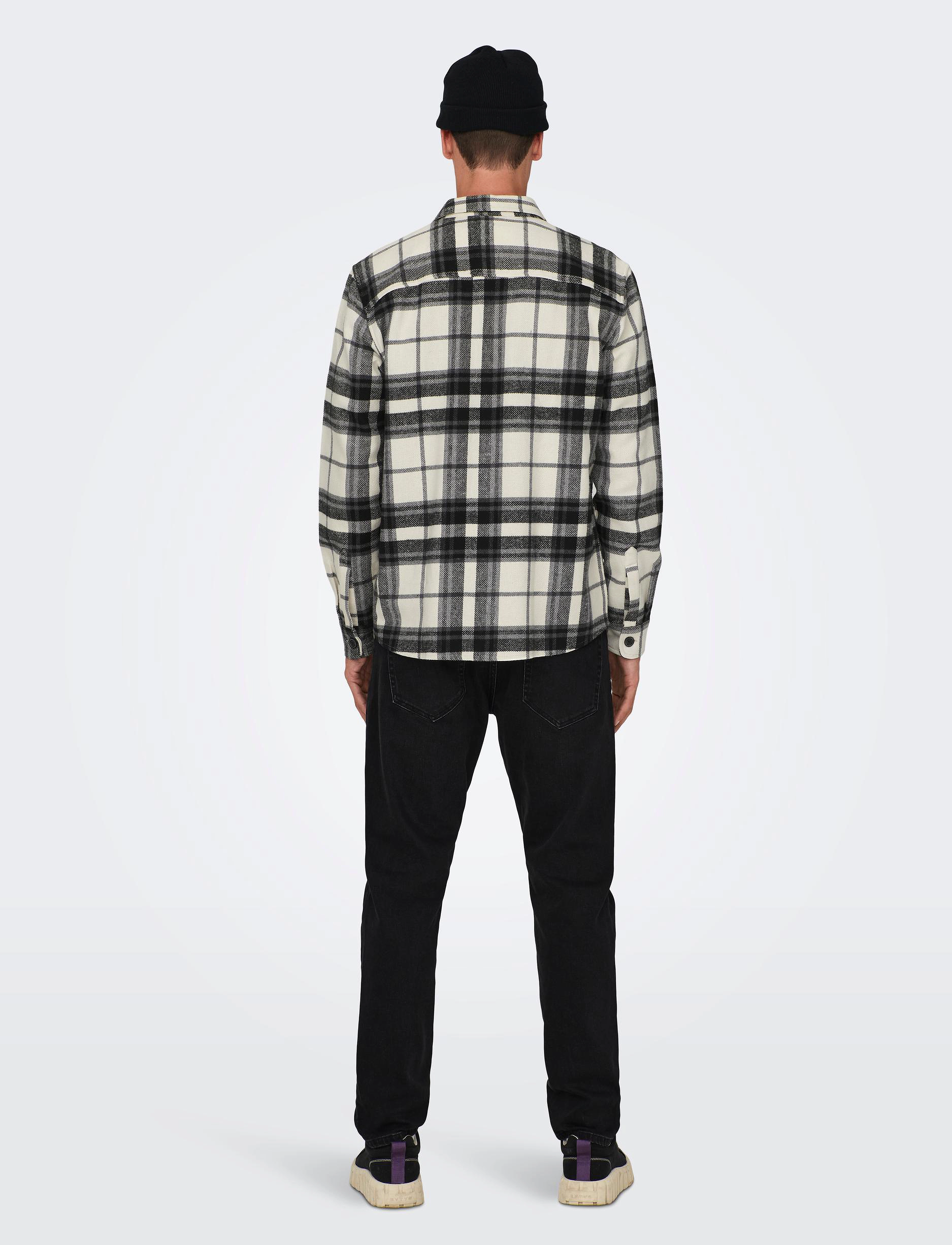 ONLY & SONS - ONSMILO OVR CHECK LS SHIRT NOOS - laveste priser - cloud dancer - 3