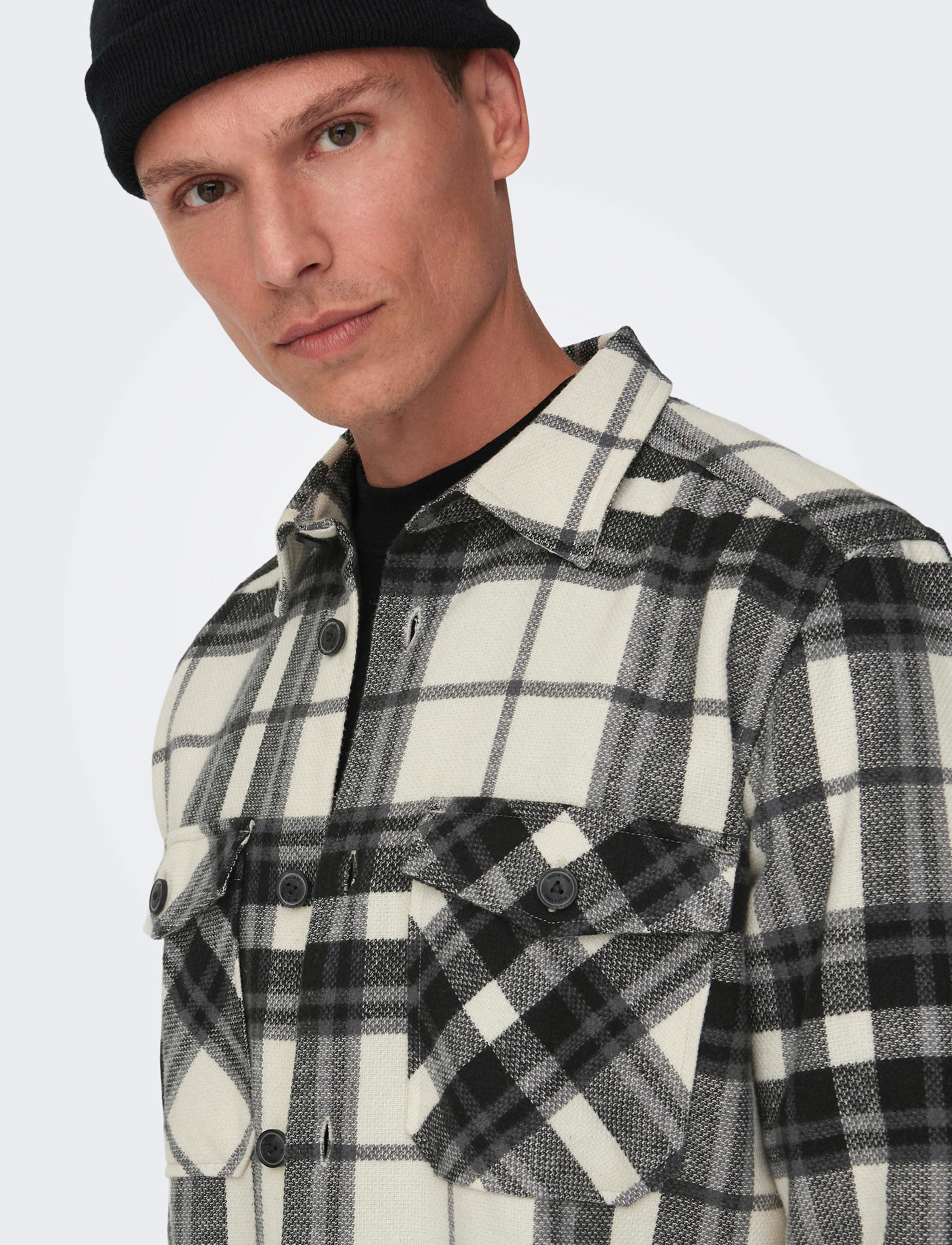 ONLY & SONS - ONSMILO OVR CHECK LS SHIRT NOOS - laveste priser - cloud dancer - 5