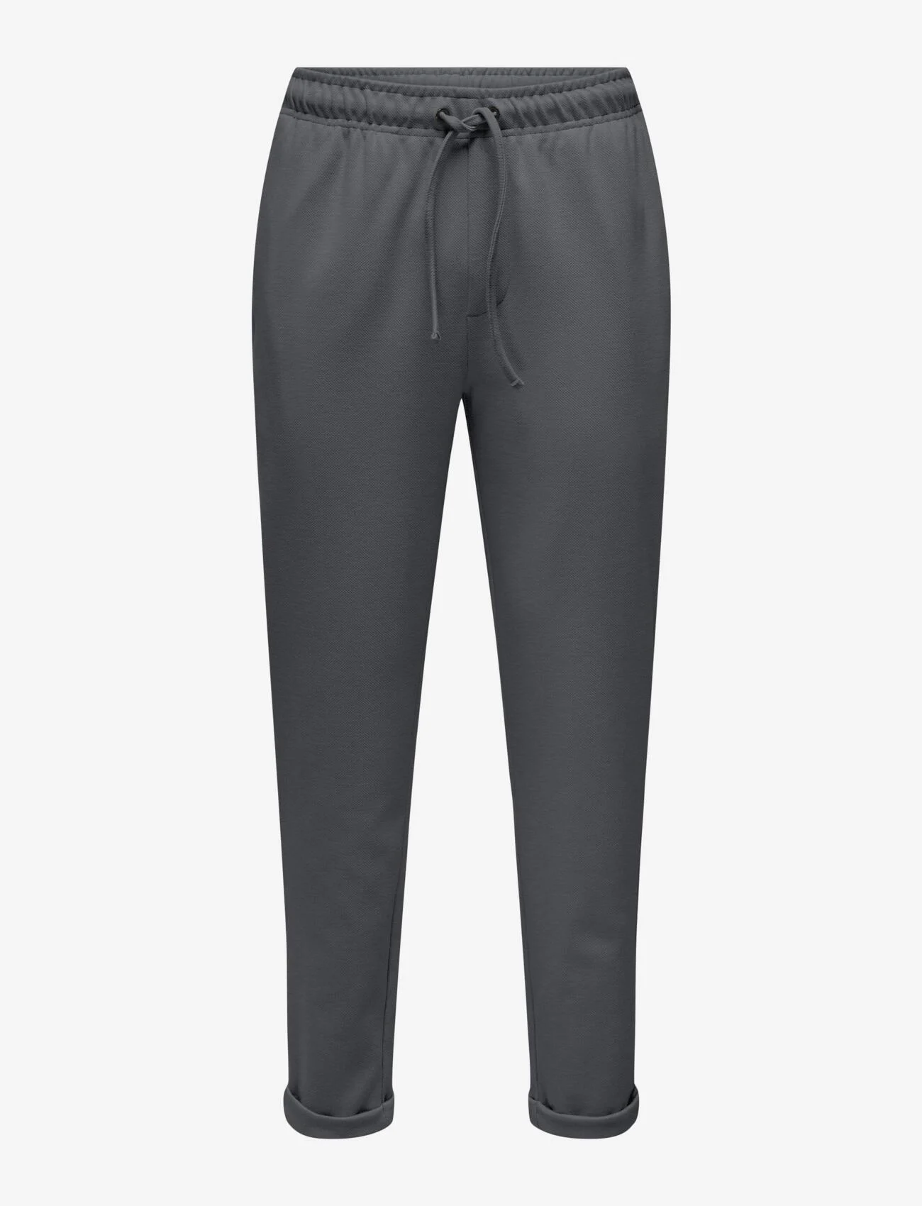 ONLY & SONS - ONSANTON REG PIQUE PANTS - kasdienio stiliaus kelnės - dark grey melange - 0