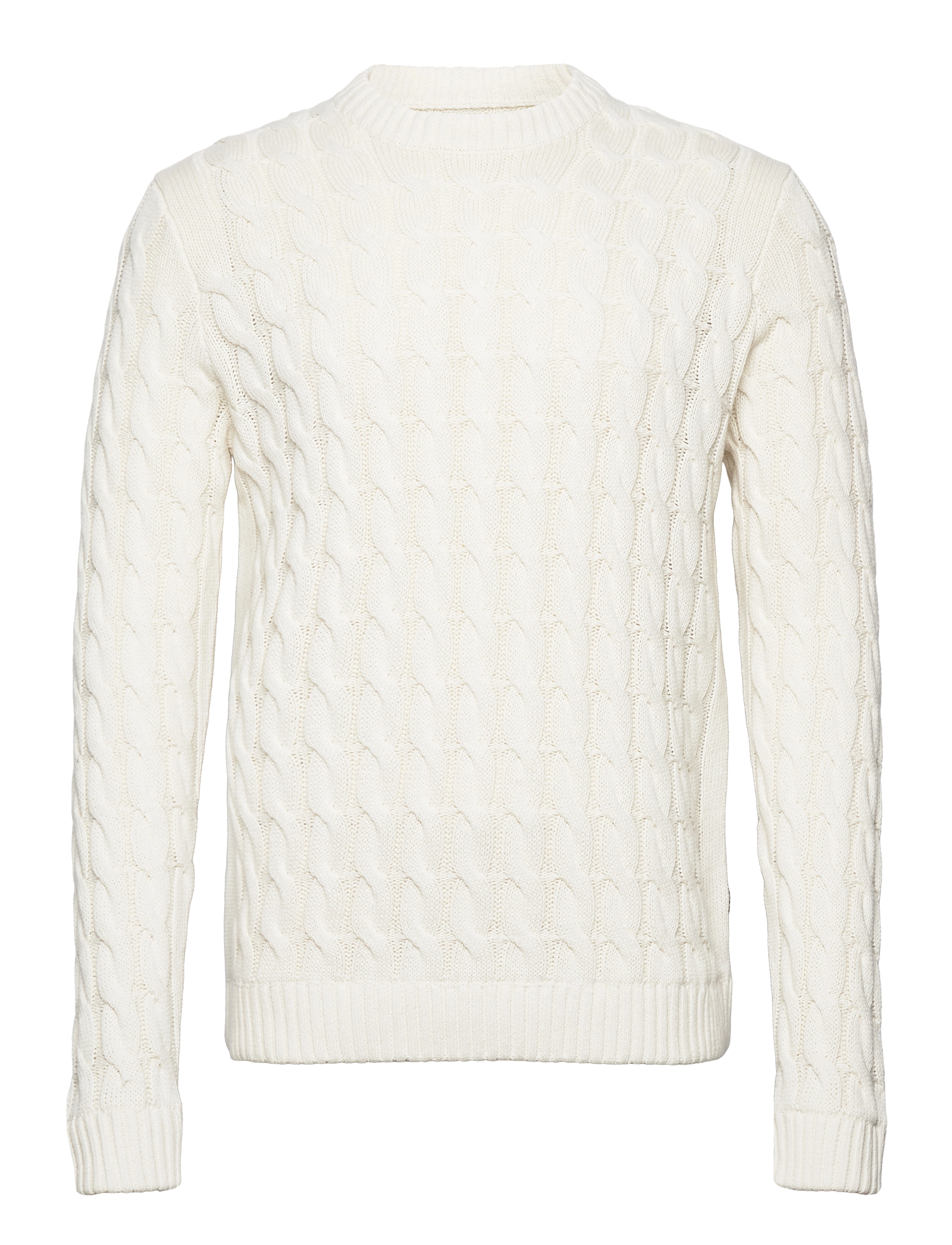 ONLY & SONS ONSKICKER LIFE REG 3 CABLE CREW KNIT - Strik - ANTIQUE WHITE / white