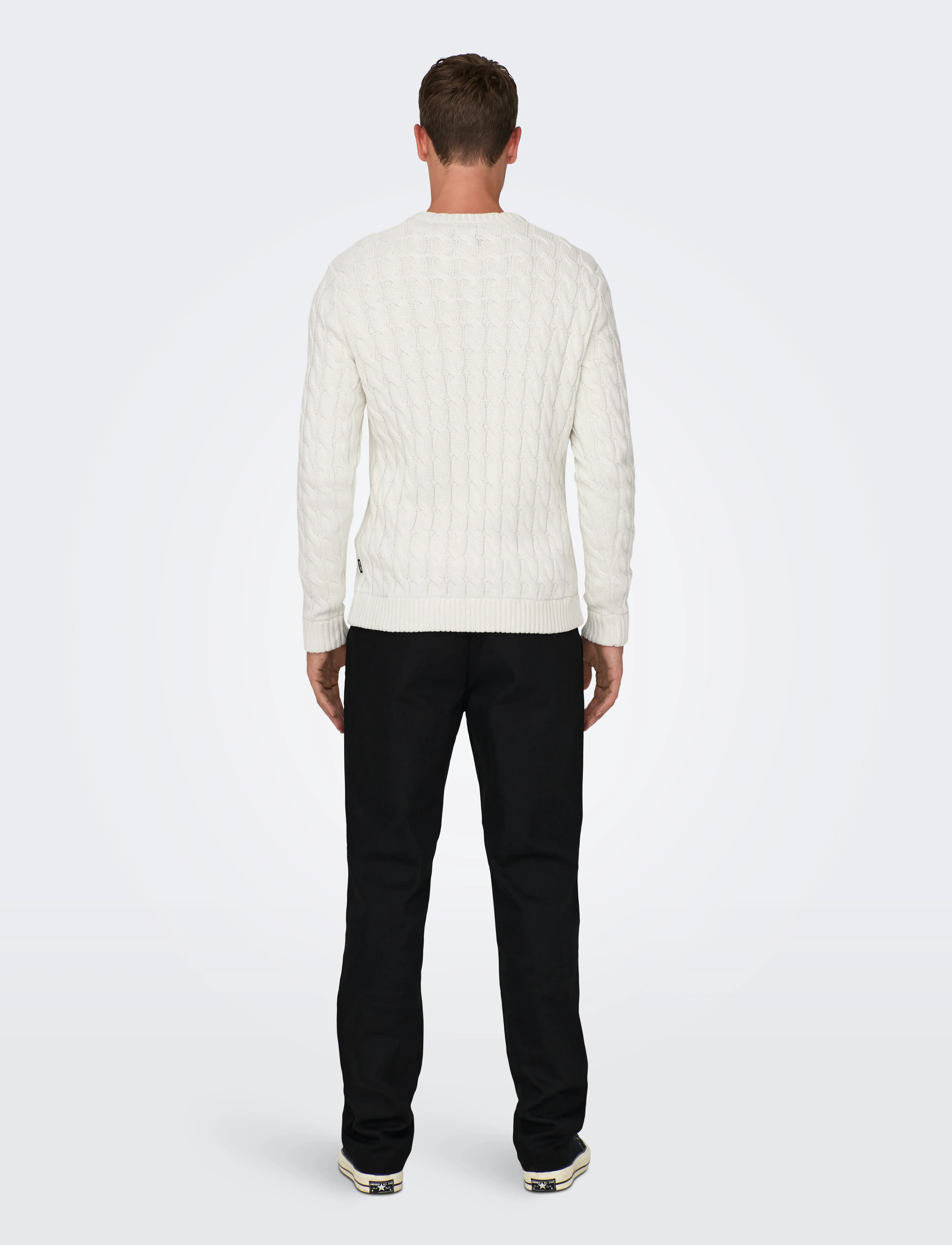 ONLY & SONS - ONSKICKER LIFE REG 3 CABLE CREW KNIT - Ümmarguse kaelusega kudumid - antique white - 3