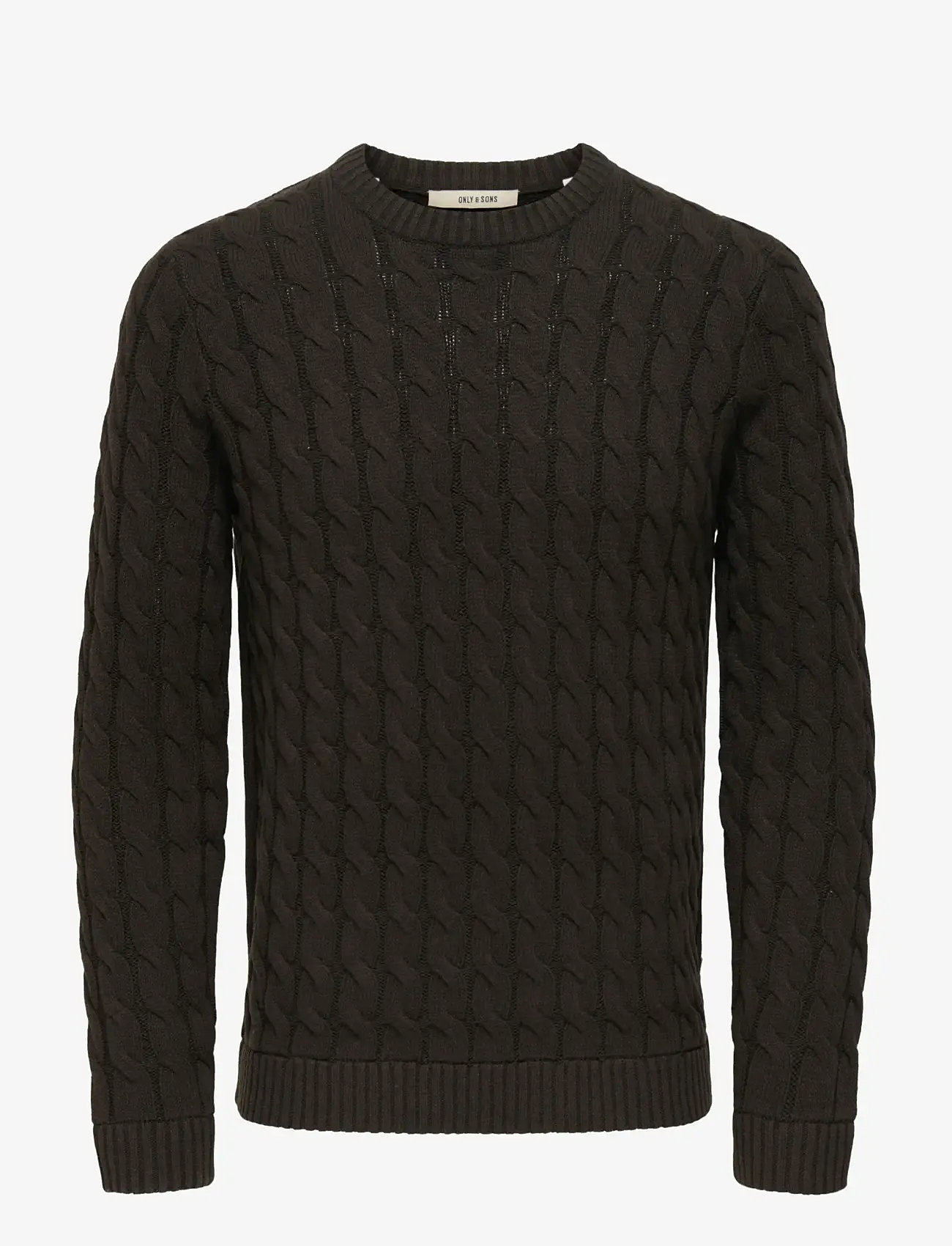 ONLY & SONS - ONSKICKER LIFE REG 3 CABLE CREW KNIT - rundhals - coffee bean - 0