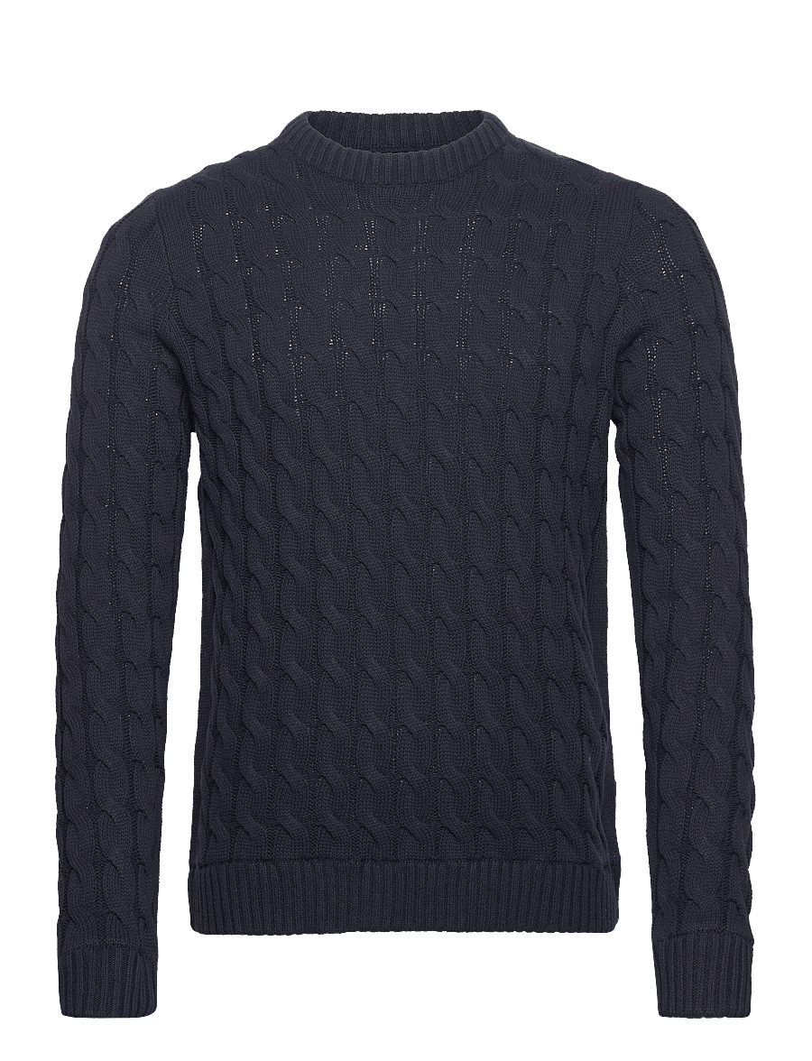 ONLY & SONS - ONSKICKER REG 3 CABLE CREW KNIT - Ümara kaelusega - dark navy - 1