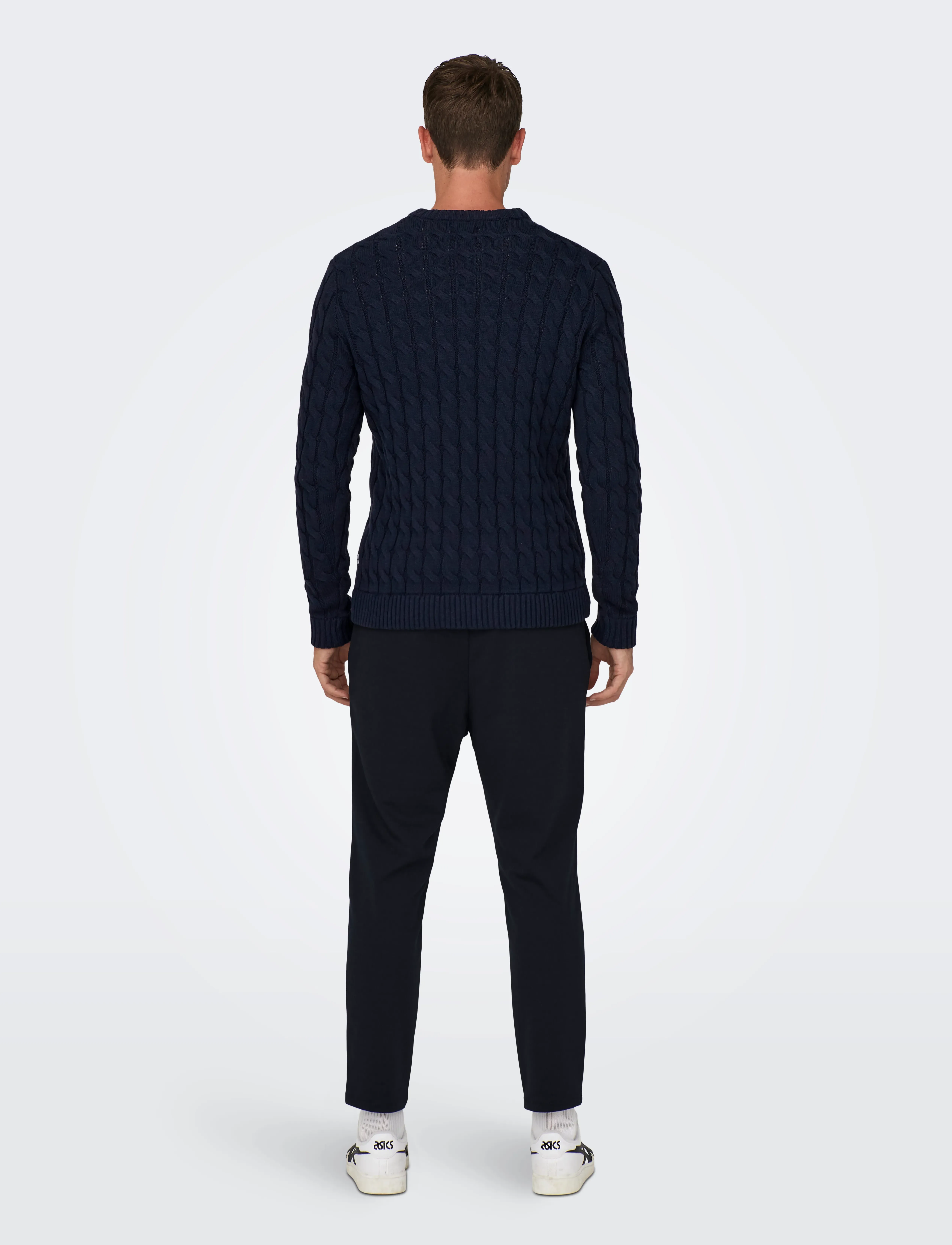 ONLY & SONS - ONSKICKER LIFE REG 3 CABLE CREW KNIT - Ümmarguse kaelusega kudumid - dark navy - 3