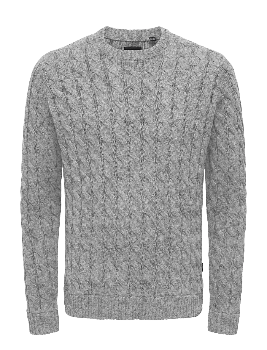 ONLY & SONS - ONSKICKER REG 3 CABLE CREW KNIT - džemperi ar apaļu kakla izgriezumu - light grey melange - 1