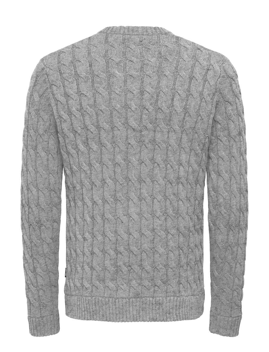 ONLY & SONS - ONSKICKER REG 3 CABLE CREW KNIT - džemperi ar apaļu kakla izgriezumu - light grey melange - 2