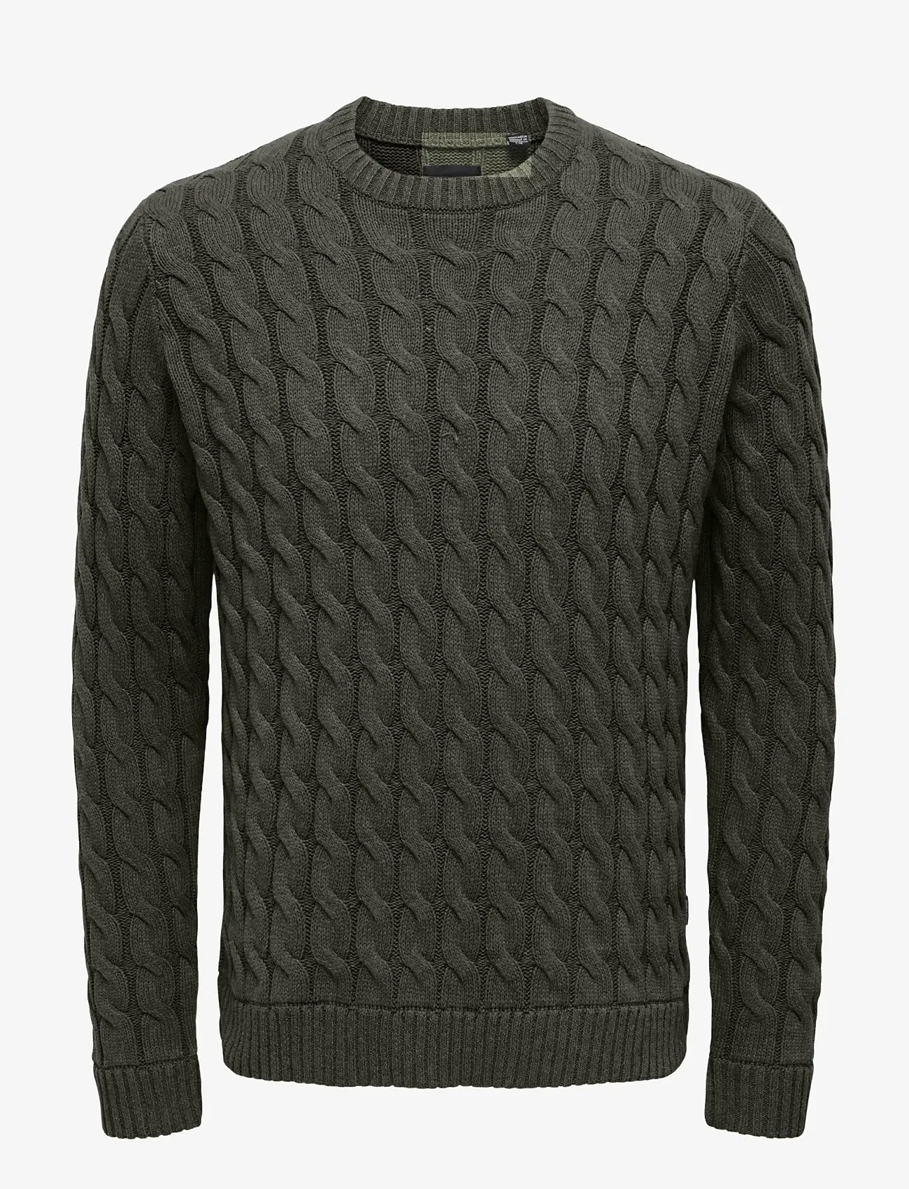 ONLY & SONS - ONSKICKER LIFE REG 3 CABLE CREW KNIT - round necks - rosin - 0