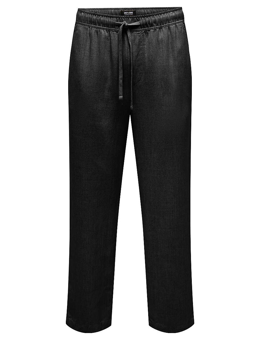 ONLY & SONS - ONSSINUS LOOSE VISC LIN 0075 PNT CS - leinenhosen - black - 0