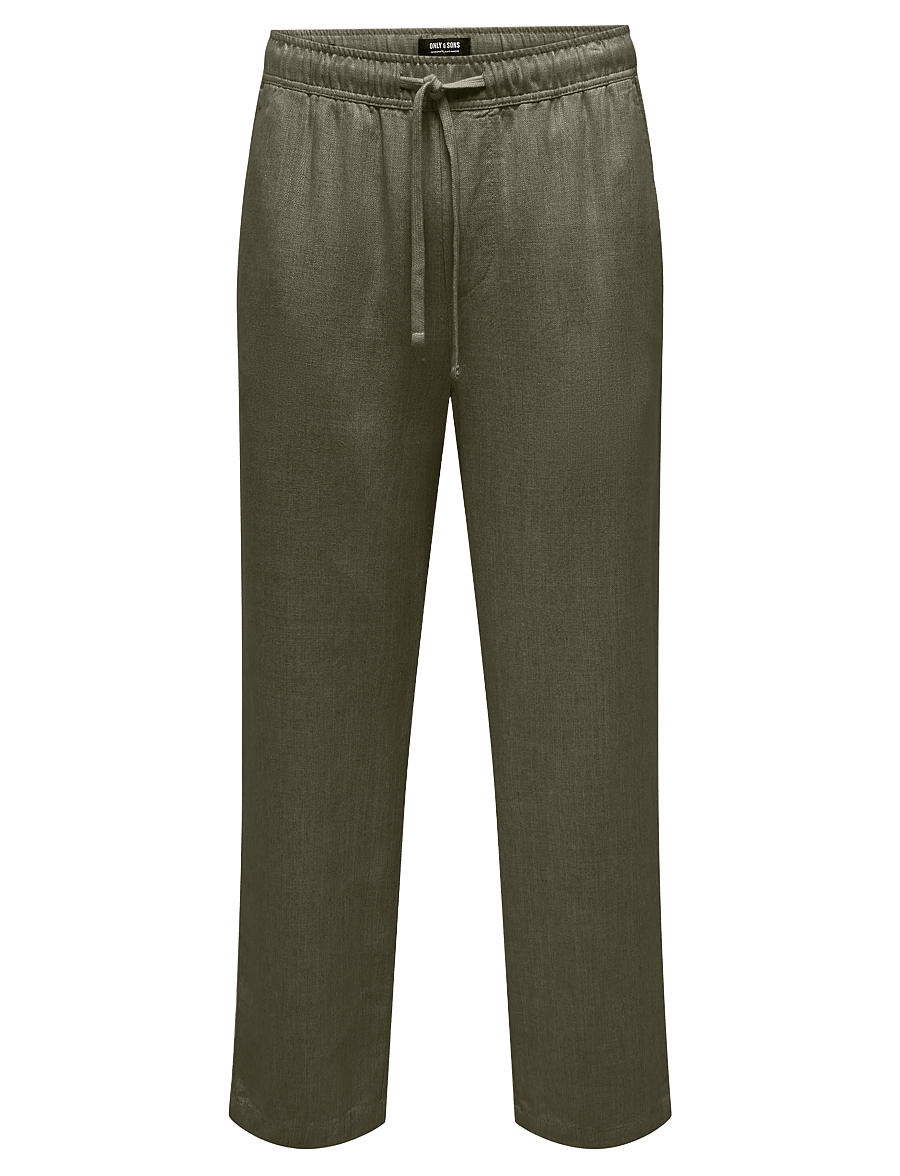 ONLY & SONS - ONSSINUS LOOSE VISC LIN 0075 PNT CS - leinenhosen - olive night - 0