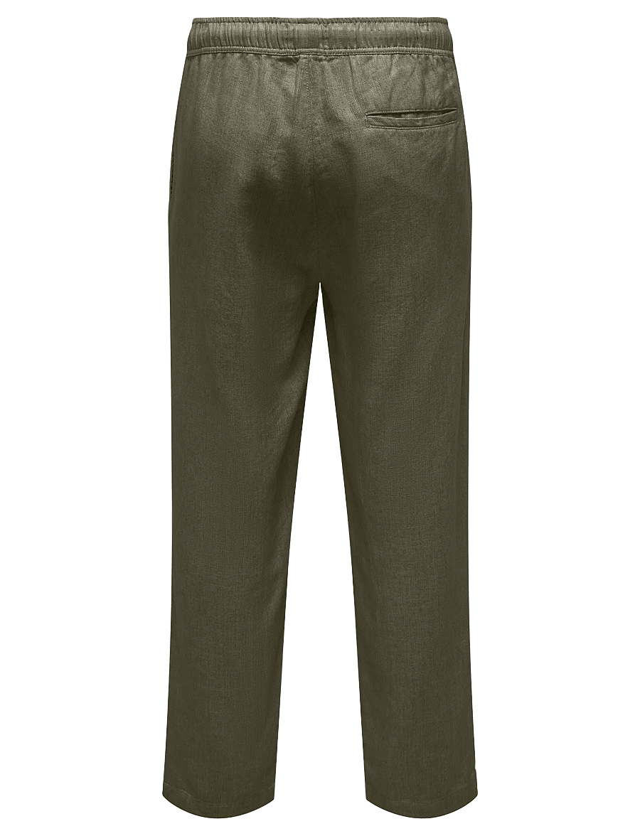ONLY & SONS - ONSSINUS LOOSE VISC LIN 0075 PNT CS - leinenhosen - olive night - 1