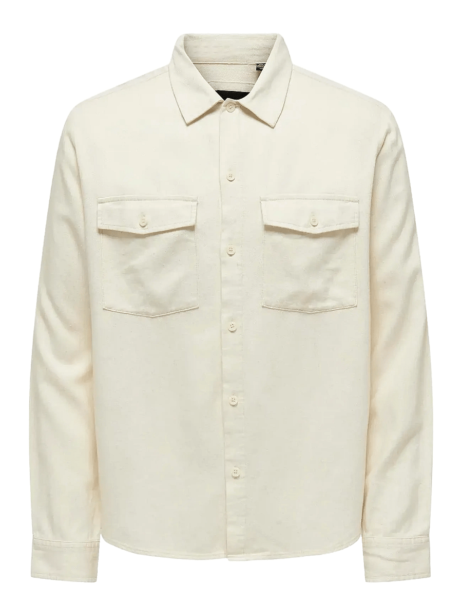 ONLY & SONS - ONSKARI LS SHIRT VISC LIN 0075 CS - white - 0