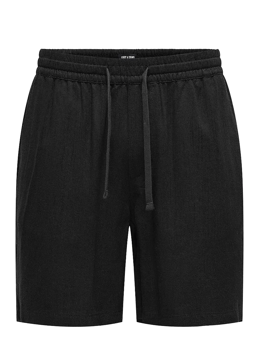 ONLY & SONS - ONSTEL VISC LIN SHORTS 0075 CS - leinen-shorts - black - 0